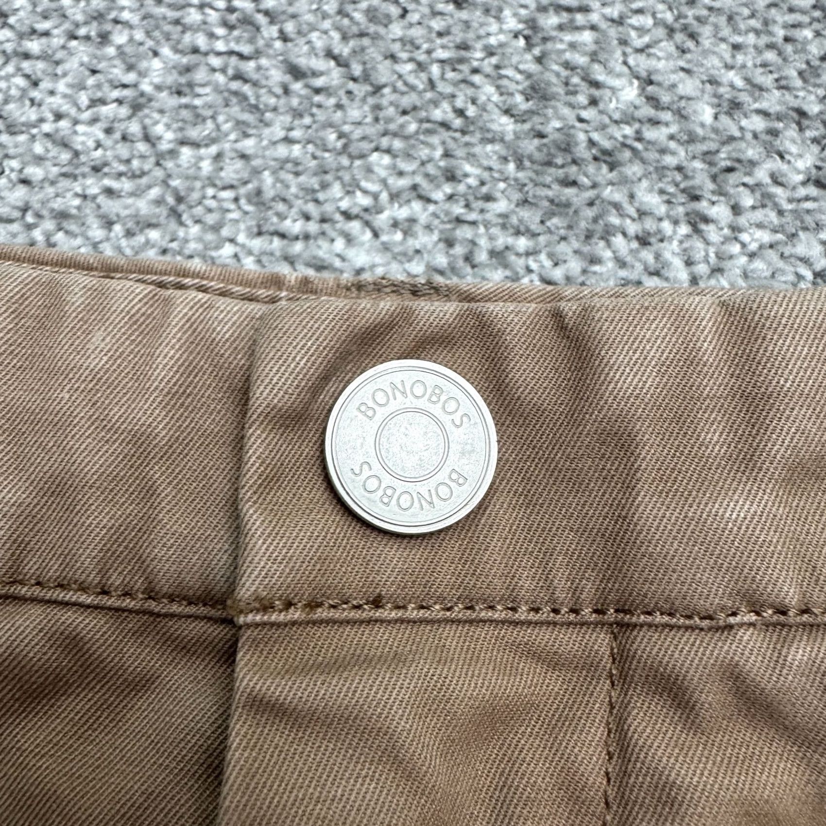 Bonobos Bonobos Straight Cotton Chino Pants Mens 35x32 Brown Washed Flat Front Casual Size US 35 - 3 Thumbnail