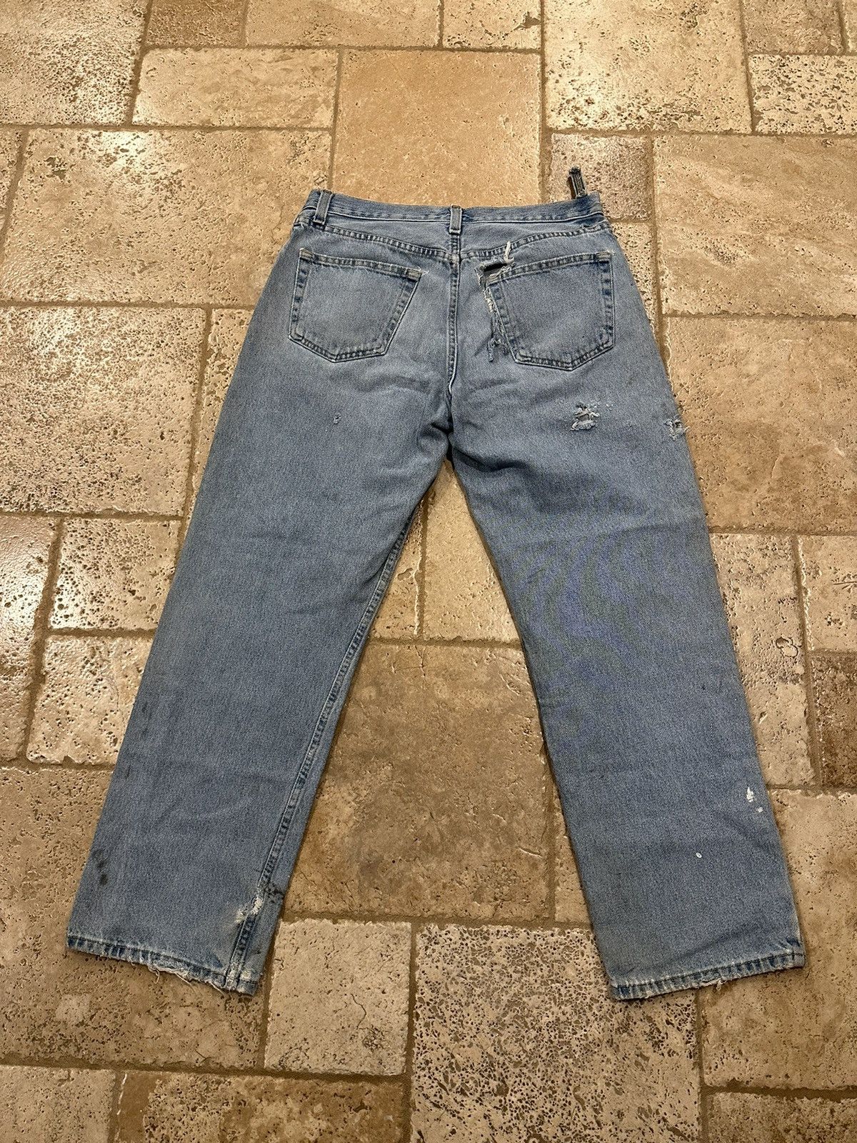 Basic Editions × Vintage Vintage Basic Editions Distressed Painter’s Blue Denim Jeans Size US 34 / EU 50 - 12 Thumbnail