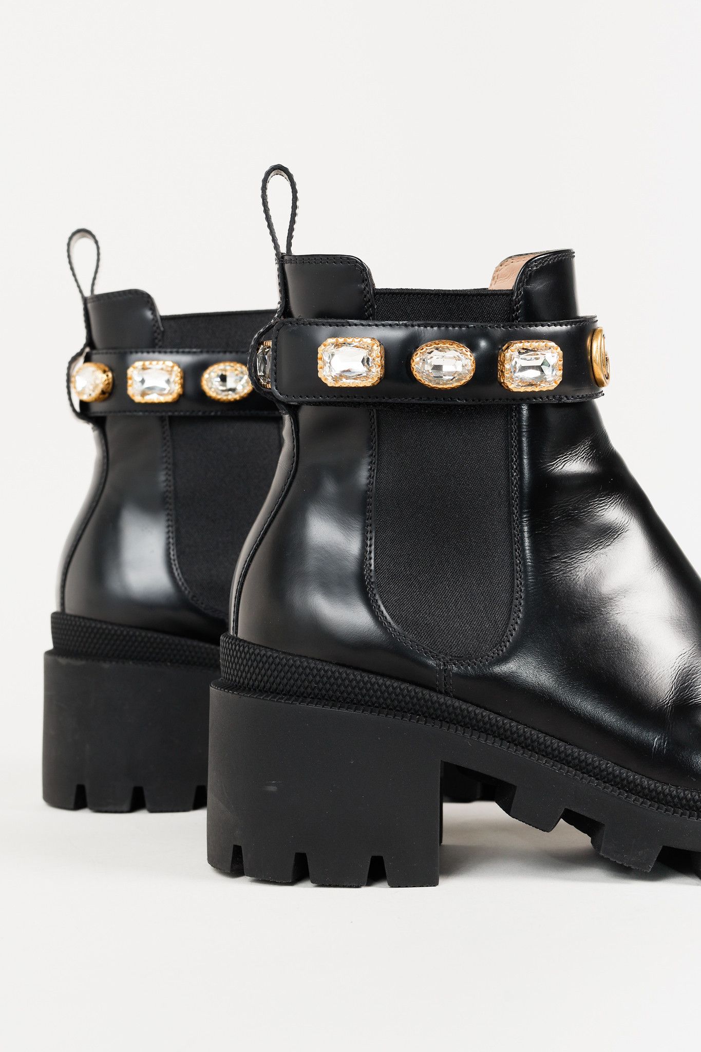 Gucci Gucci Trip Crystal-Embellished Block Heel Chelsea Boots Size US 8 / IT 38 - 7 Thumbnail