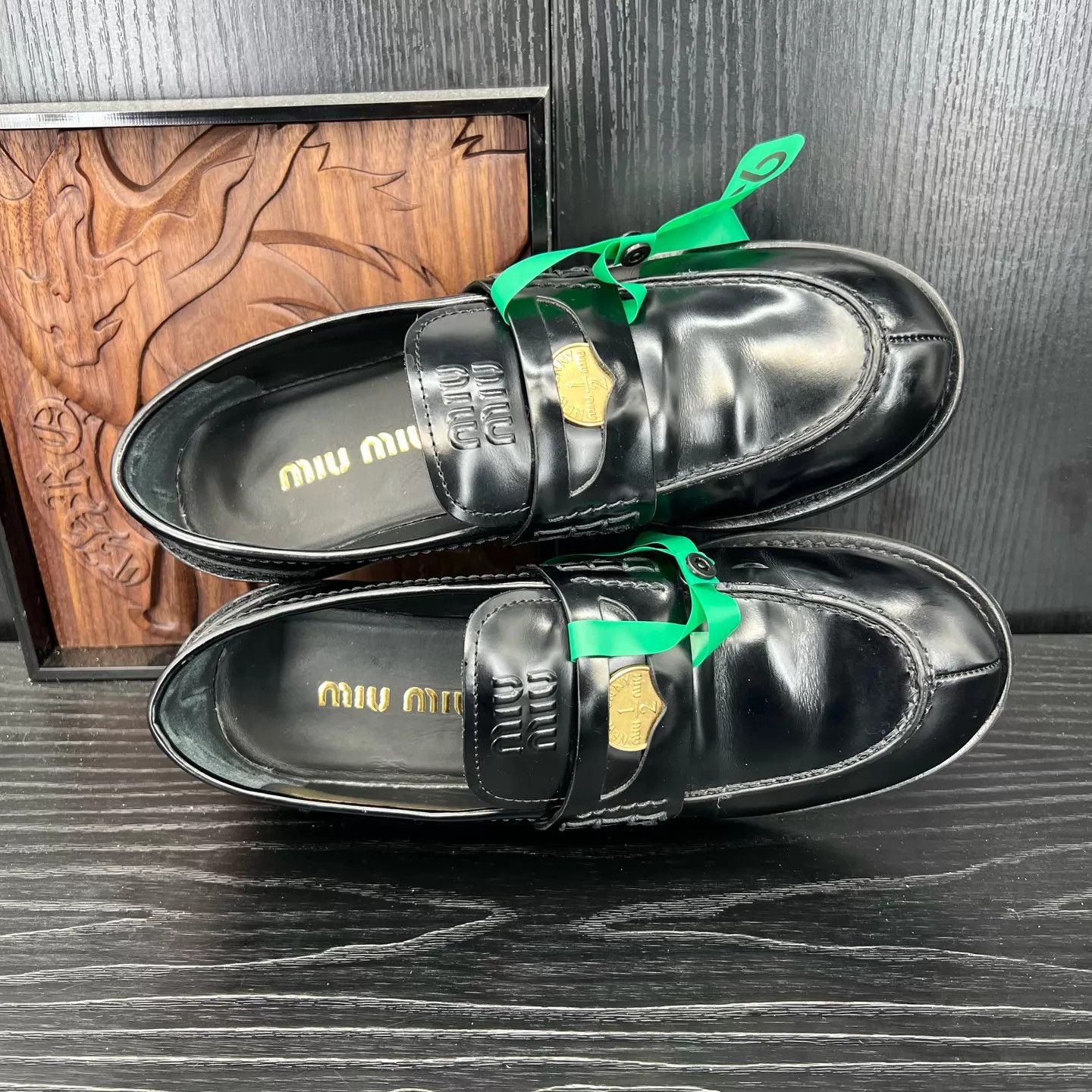 Miu Miu MIU MIU Women's Penny Loafer Gold Coin 37 Near Mint Size US 6.5 / IT 36.5 - 5 Thumbnail