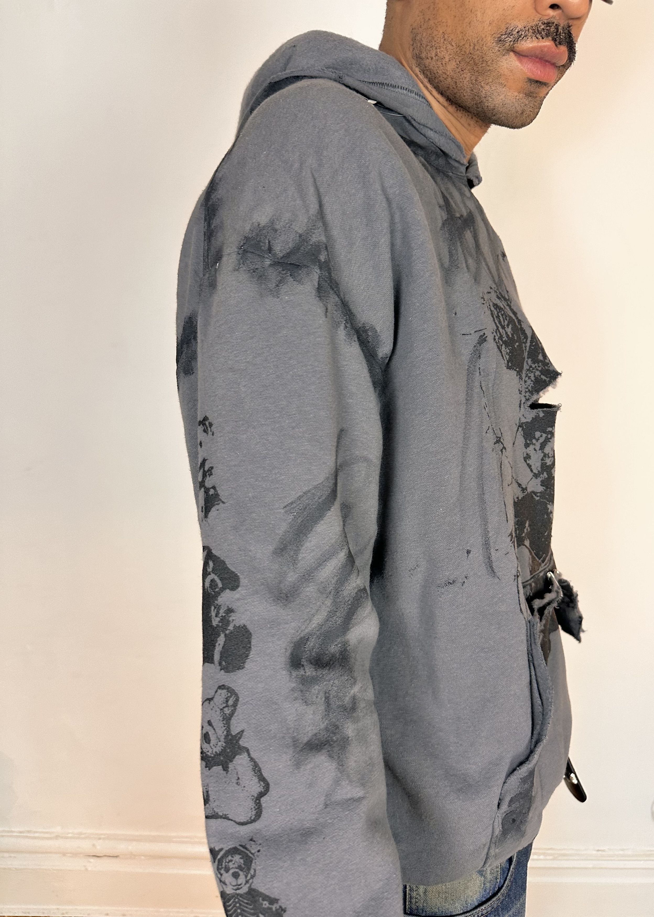 Vintage ASTROBOI* Psycho Teddy Barbed Wire Grey Grunge Hoodie - XL Size US XL / EU 56 / 4 - 4 Thumbnail