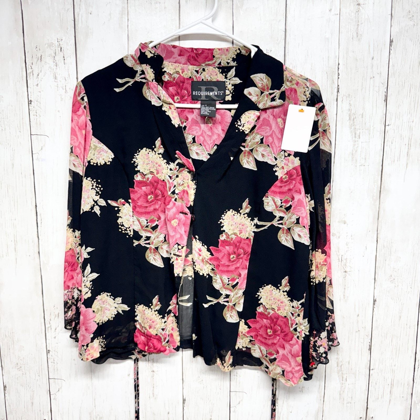 Vintage Vtg Requirements Blouse Sz 8 Floral Sheer Long Sleeve Button Size M / US 6-8 / IT 42-44 - 1 Thumbnail