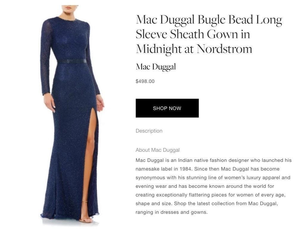 Mac Duggal Women's Mac Duggal Blue Long Sleeve Gown Size 12 Size XL / US 12-14 / IT 48-50 - 2 Thumbnail