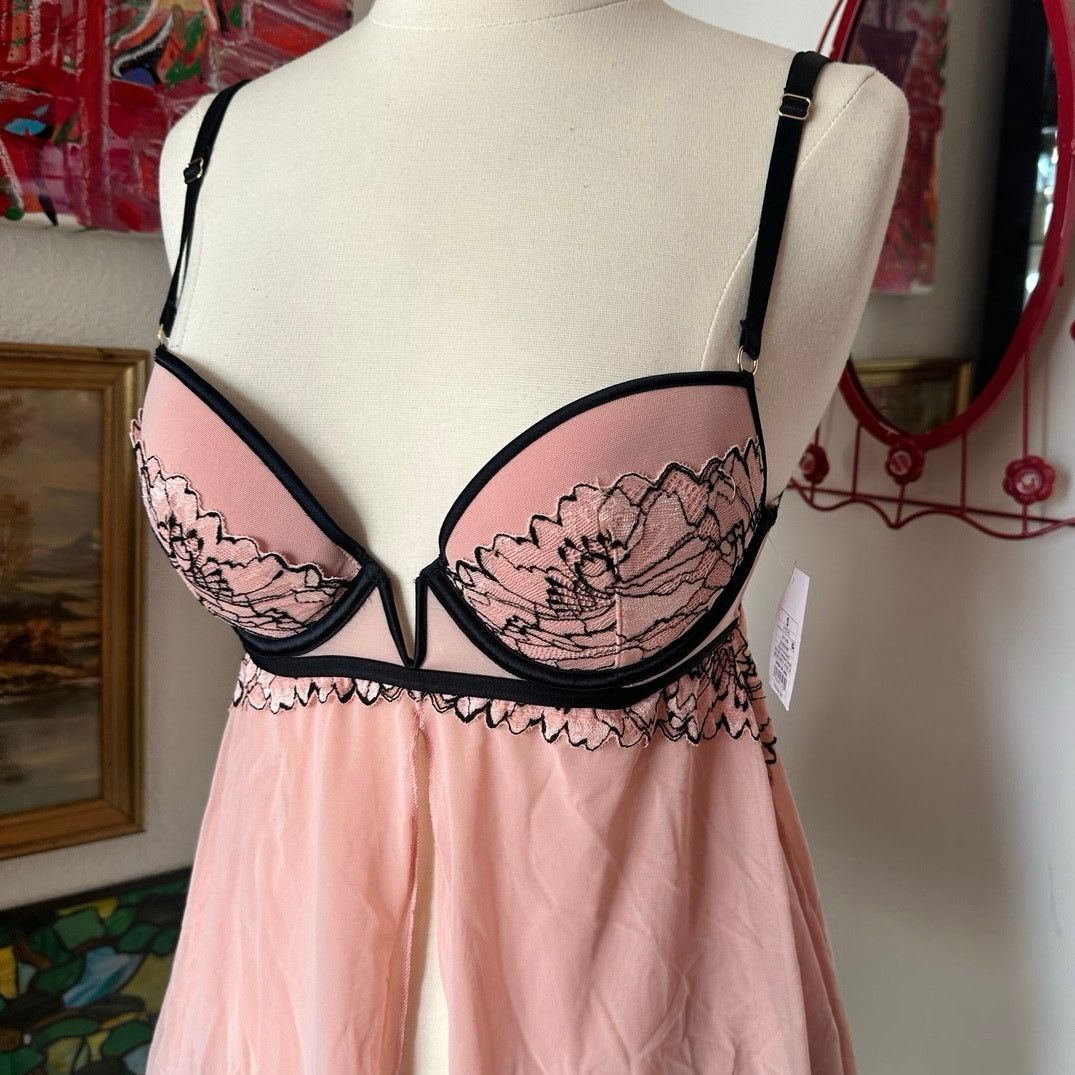 Other auden pink and black floral bralette tank top slip Size S / US 4 / IT 40 - 2 Thumbnail