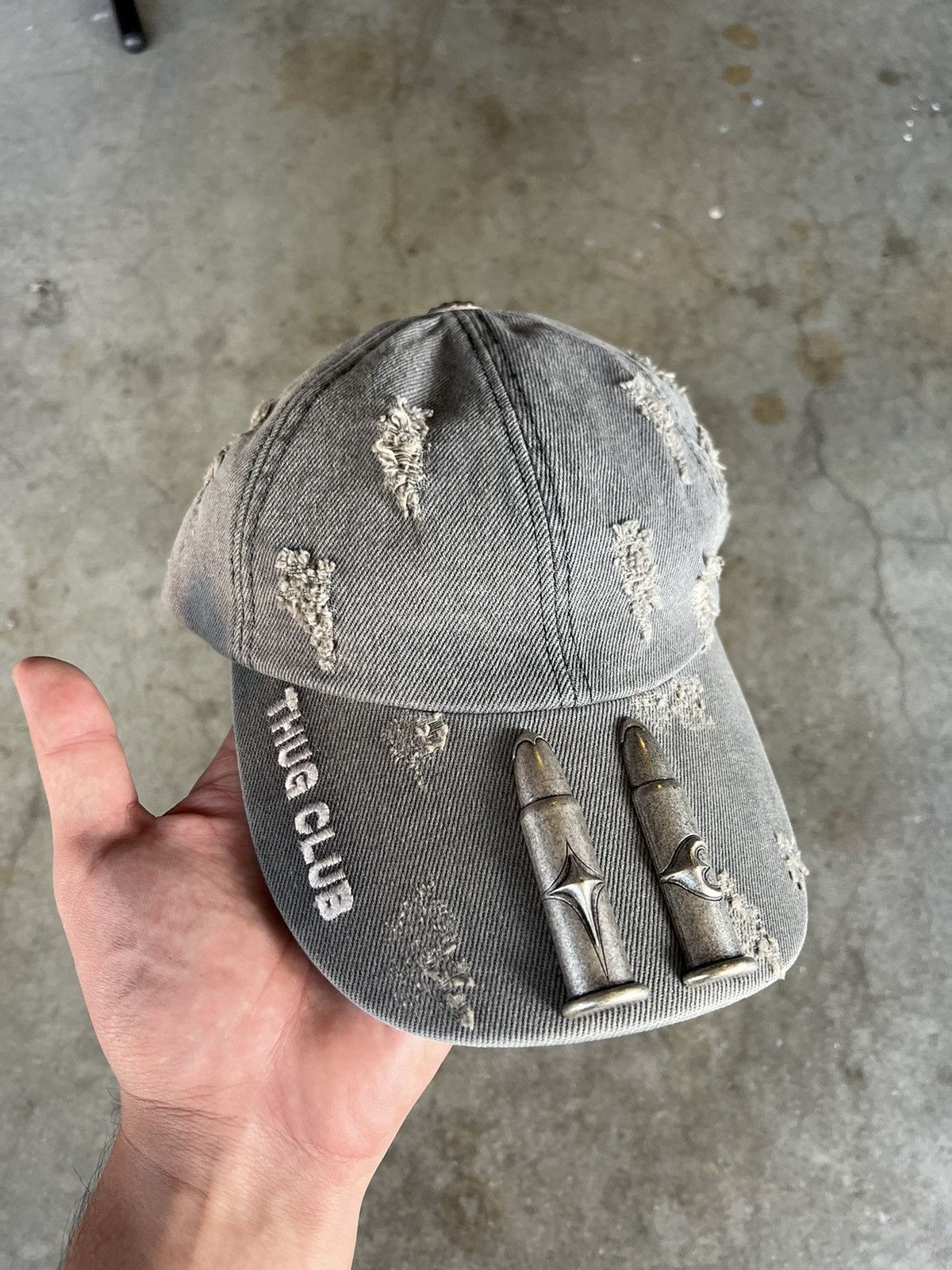 Streetwear DS Thug Club Distressed Bullet Cap Grey | Grailed