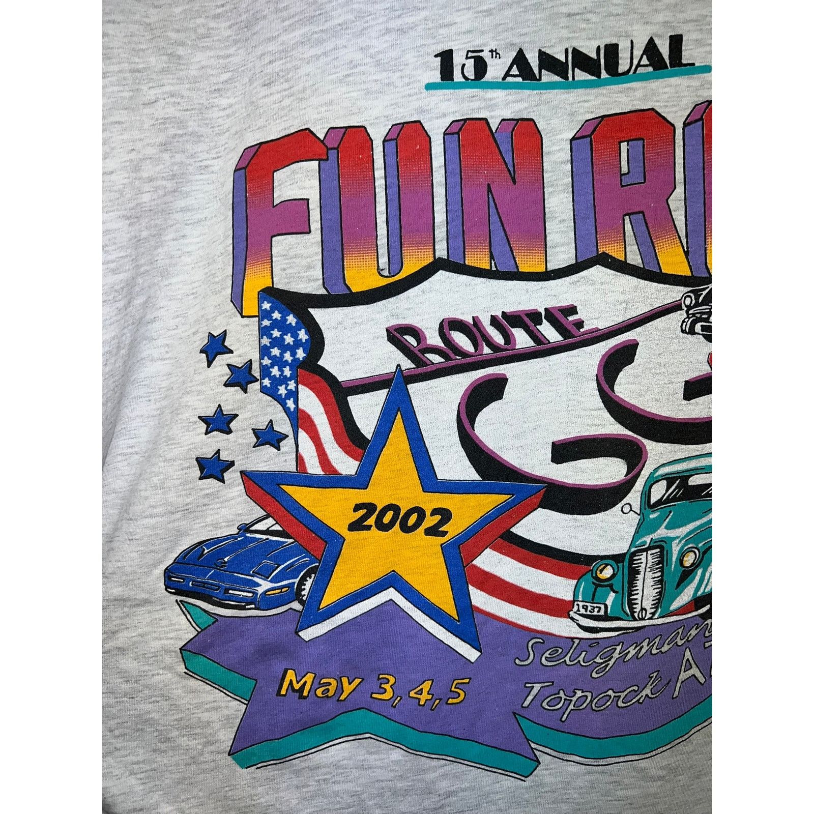 Hanes Vintage Route 66 Shirt 15th Annual Fun Run Arizona Car Tee Size US XL / EU 56 / 4 - 9 Thumbnail