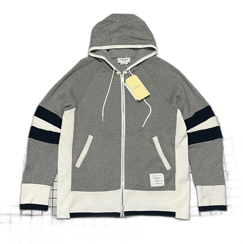 Thom Browne TB Classic Gray Knit Zip Hoodie Size US L / EU 52-54 / 3 - 1 Thumbnail