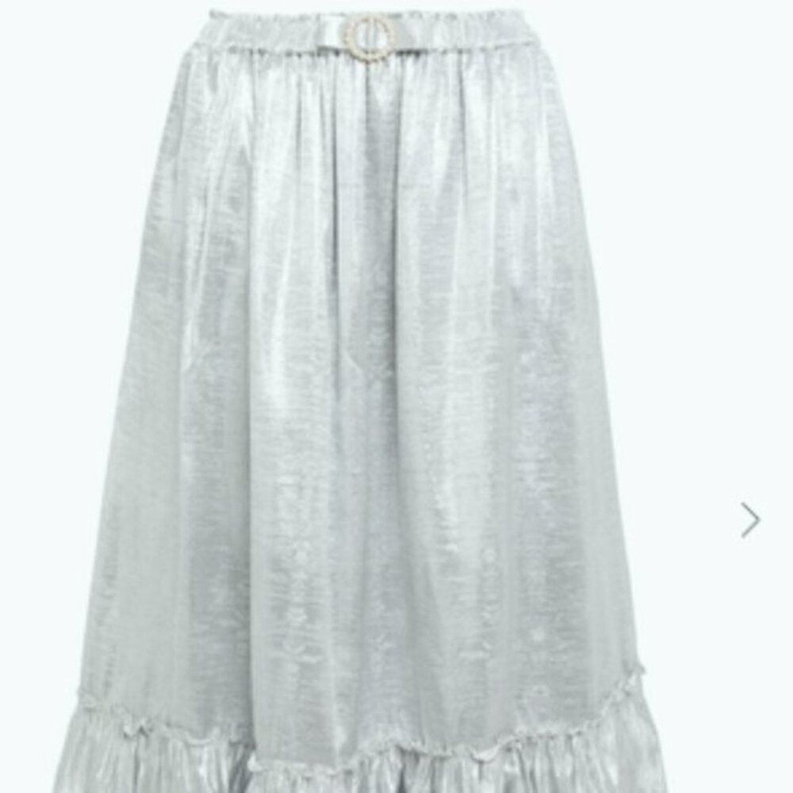 Shrimps Shrimps Pearl bow embellished metallic skirt silver Size 30" / US 8 / IT 44 - 4 Thumbnail