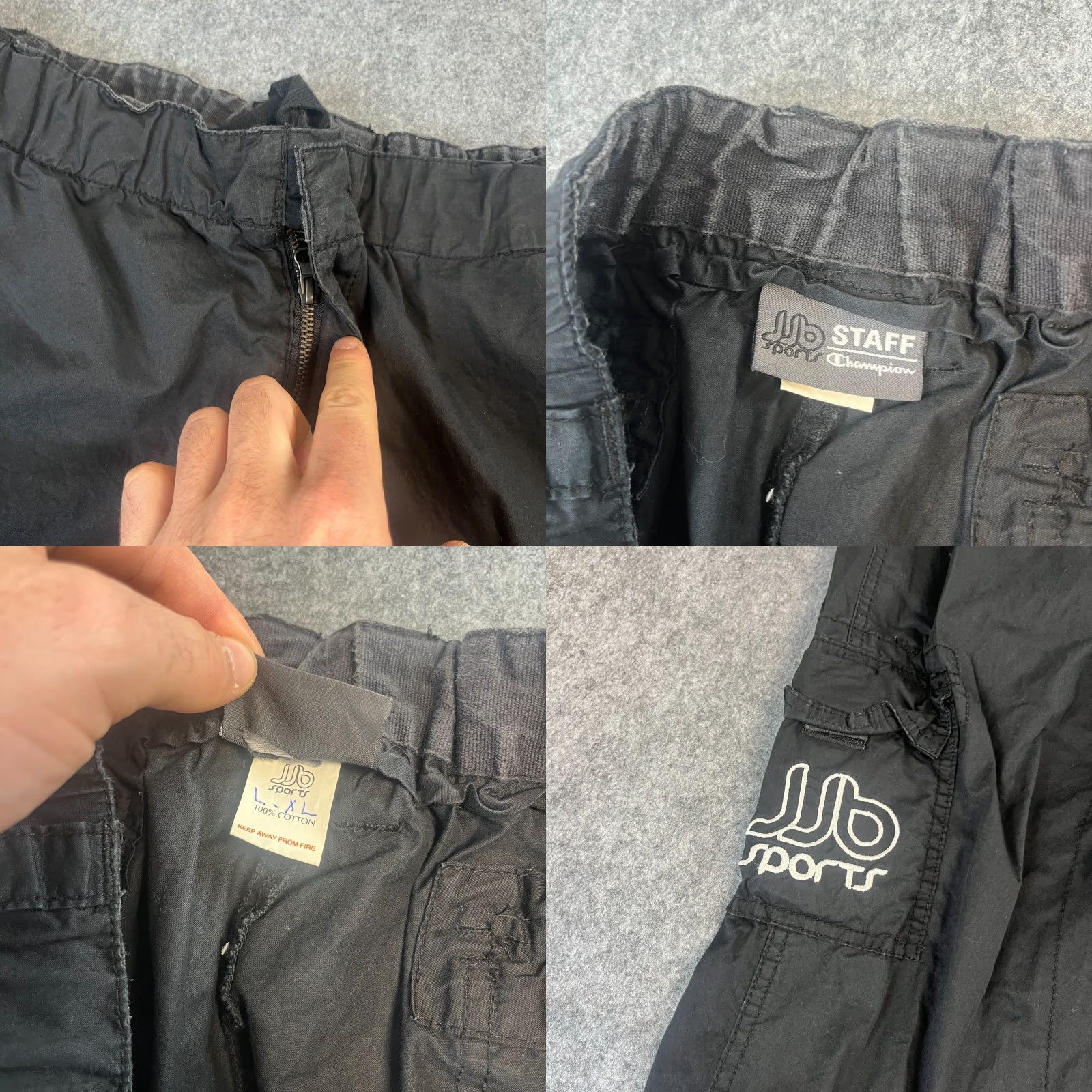 Champion Champion Mens Cargo Pants Combat Baggy Relaxed Fit 34 32 JJB Staff Large Black Size US 33 - 8 Thumbnail