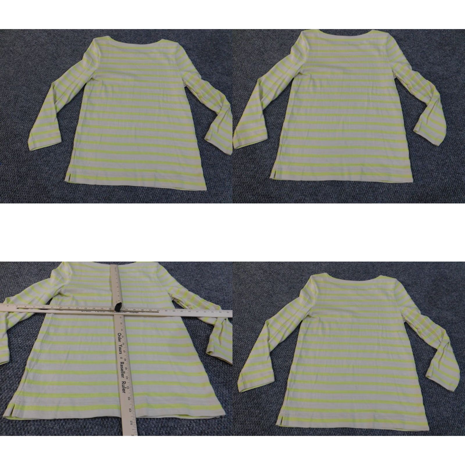 Ann Taylor Ann Taylor Loft Shirt Women's Small Green Striped Knit Pullover Round Neck Casual Long Sleeve Cotton Rayon Blouse Basics Continuous Stretch Size S / US 4 / IT 40 - 8 Thumbnail
