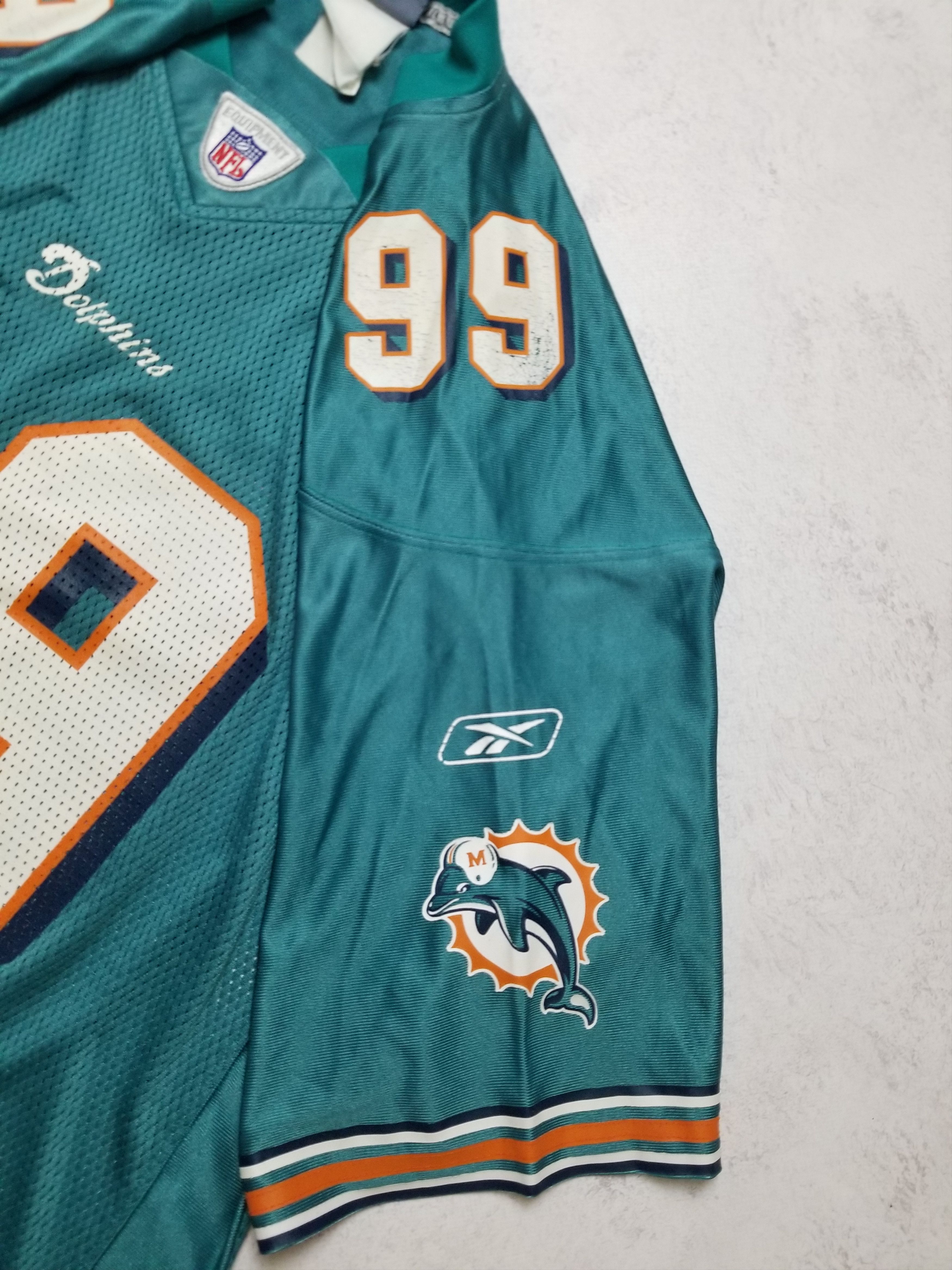 Reebok VTG Miami Dolphins Jason Taylor #99 Football Teal Jersey Size US L / EU 52-54 / 3 - 6 Thumbnail