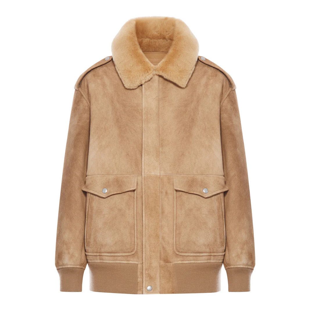 Prada PRADA Beige Shearling Jacket New And Authentic (Women's size Size XS / US 0-2 / IT 36-38 - 1 Thumbnail