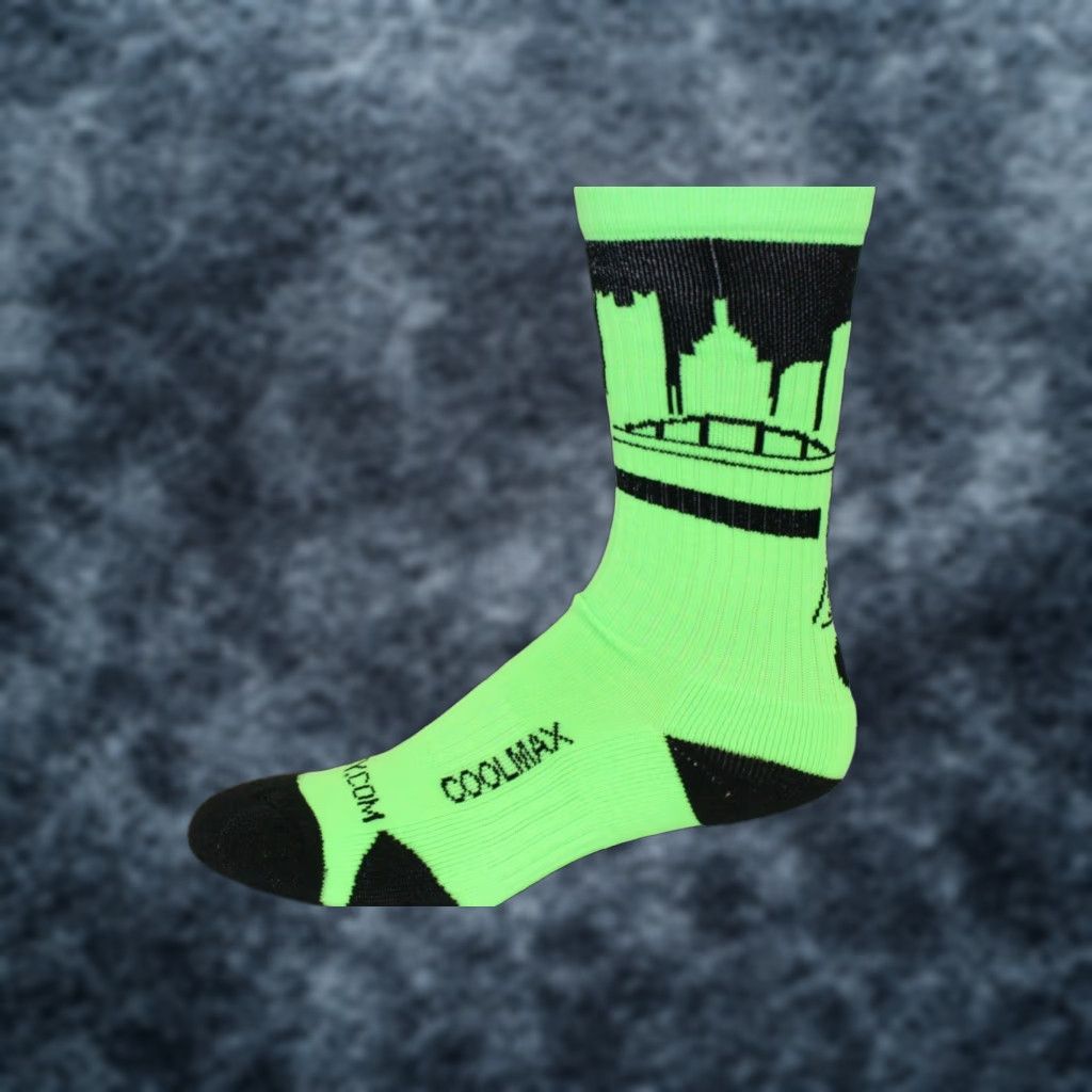 Vintage Rep It City Mens Pittsburgh Lime Green CoolMax Basketball Socks Size ONE SIZE - 1 Thumbnail