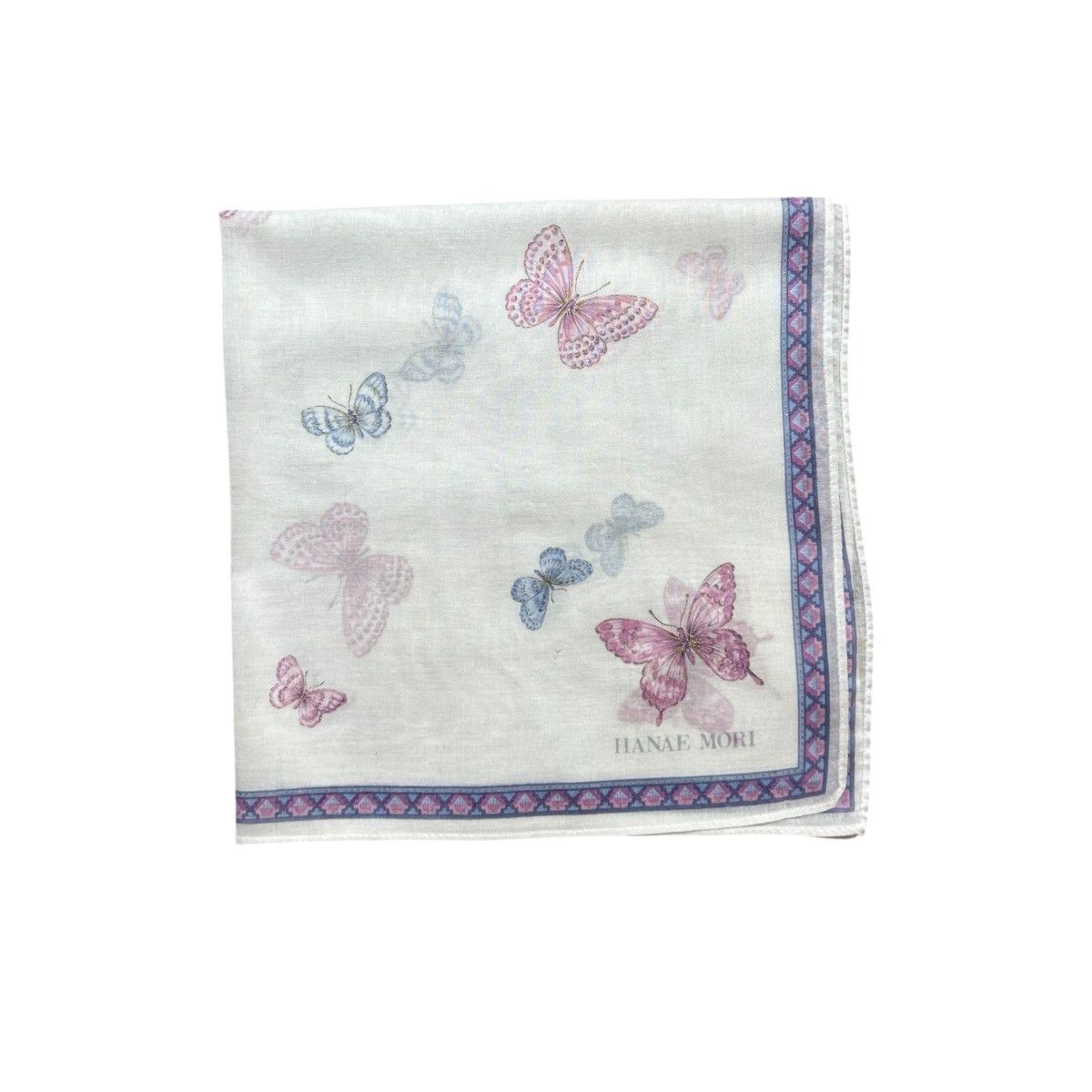 Hanae Mori Vintage Hanae Mori Butterflys Monogram Handkerchief Size ONE SIZE - 1 Thumbnail