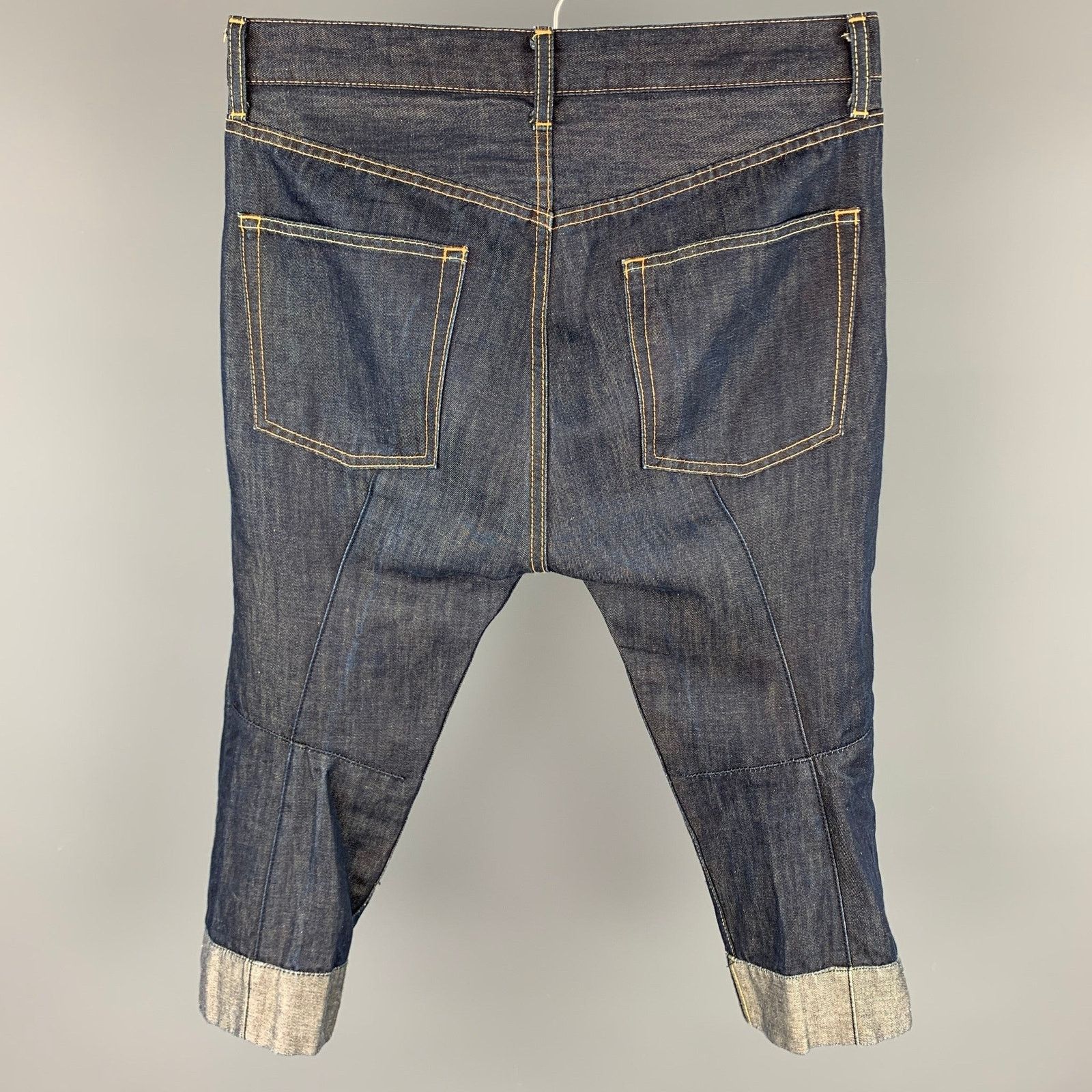 Junya Watanabe XS Indigo Contrast Stitch Cotton / Linen Cropped Jeans Size US 32 / EU 48 - 2 Thumbnail