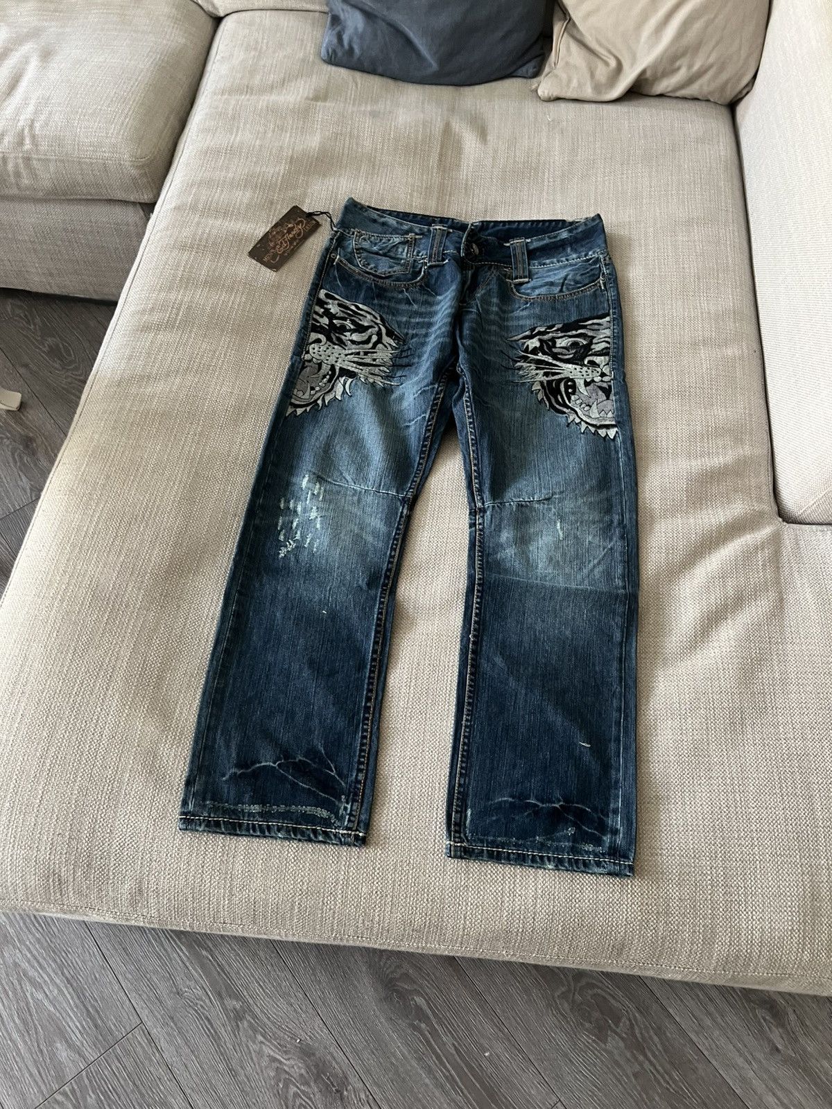 Ed Hardy Vintage Ed Hardy Tiger Denim Jeans Y2K by Christian Audigier Size US 34 / EU 50 - 2 Thumbnail
