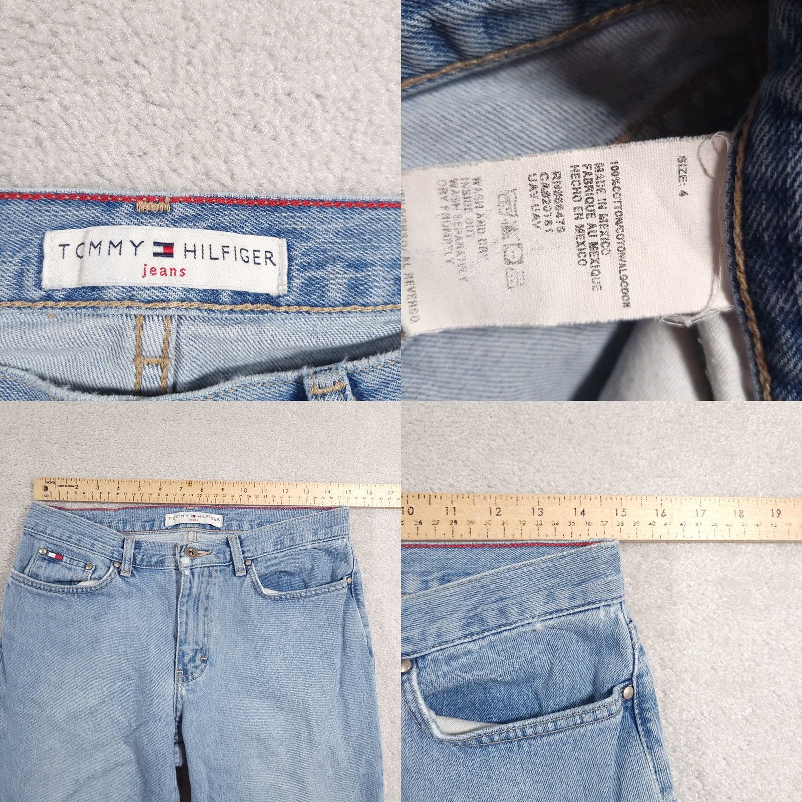 Tommy Hilfiger VINTAGE Tommy Hilfiger Jeans Womens 4 High Rise Straight Leg Denim 90s Distressed Embroidered Logo Button Pocket Mens? Ladies Size 27" / US 4 / IT 40 - 8 Thumbnail