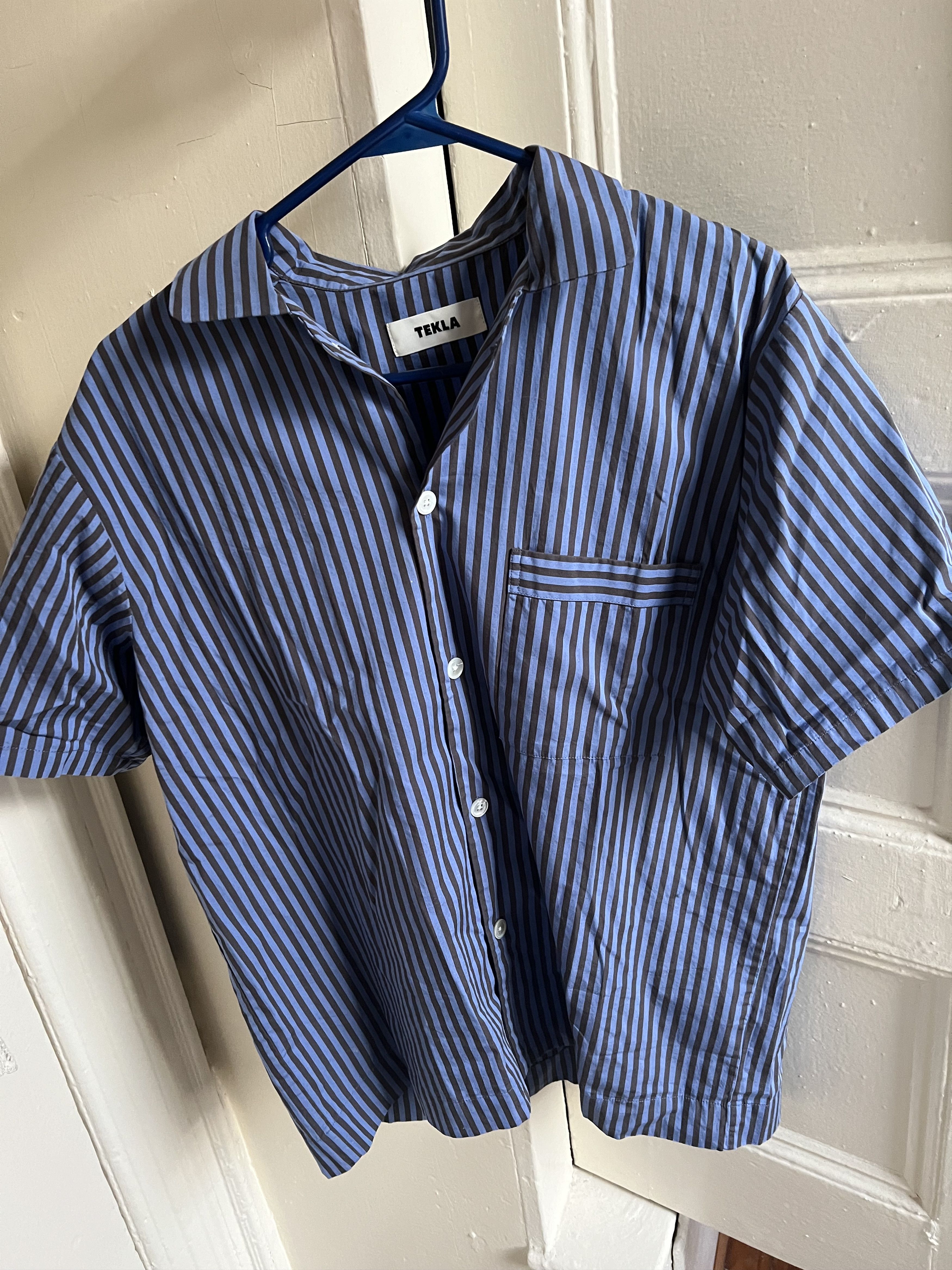 Tekla TEKLA Verneuil Stripes Poplin SS button down pajama shirt Size M / US 6-8 / IT 42-44 - 1 Thumbnail