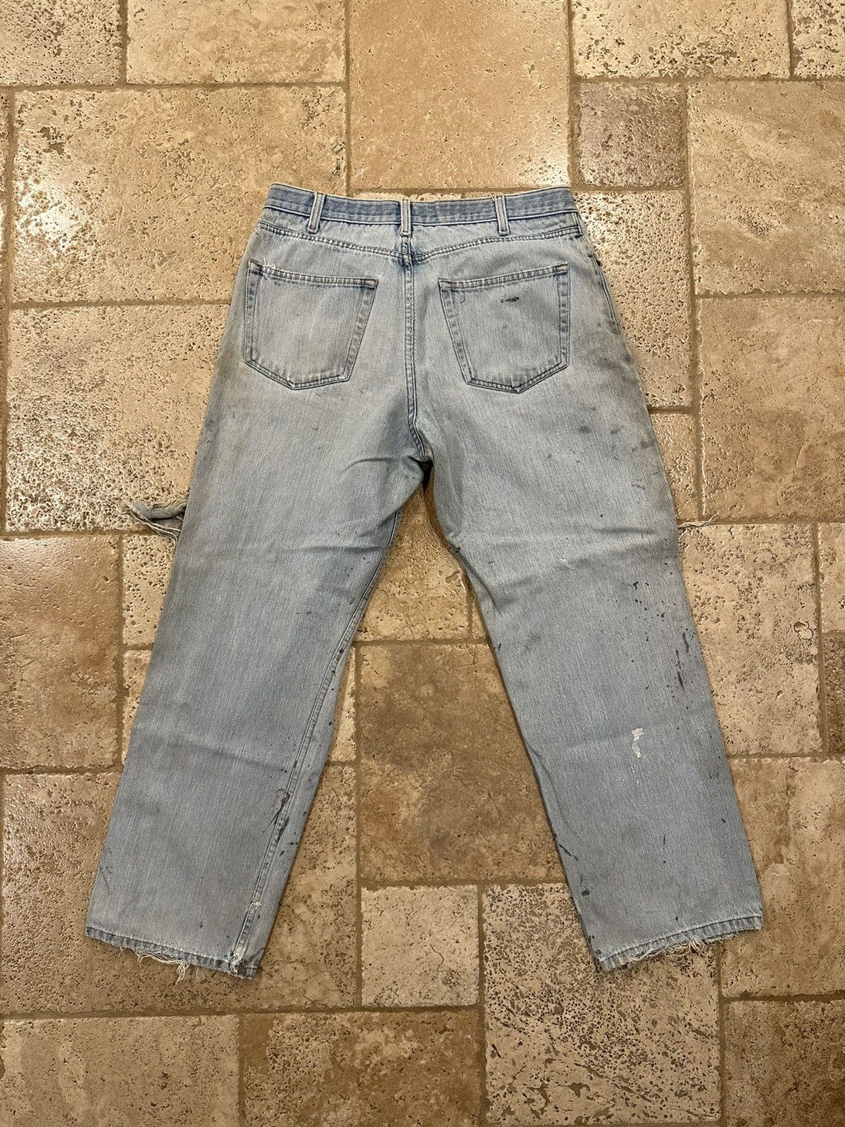 Haggar × Vintage Vintage Haggar Blue Thrash Distressed Painter Denim Jeans Size US 36 / EU 52 - 2 Thumbnail