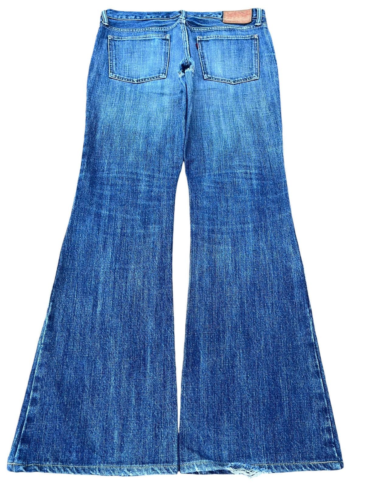 Burgus Plus × Japanese Brand × Le Grande Bleu (L.G.B.) Vintage Japanese Brand Burgus Plus Blue Washed Flare Jeans Size US 33 - 2 Thumbnail