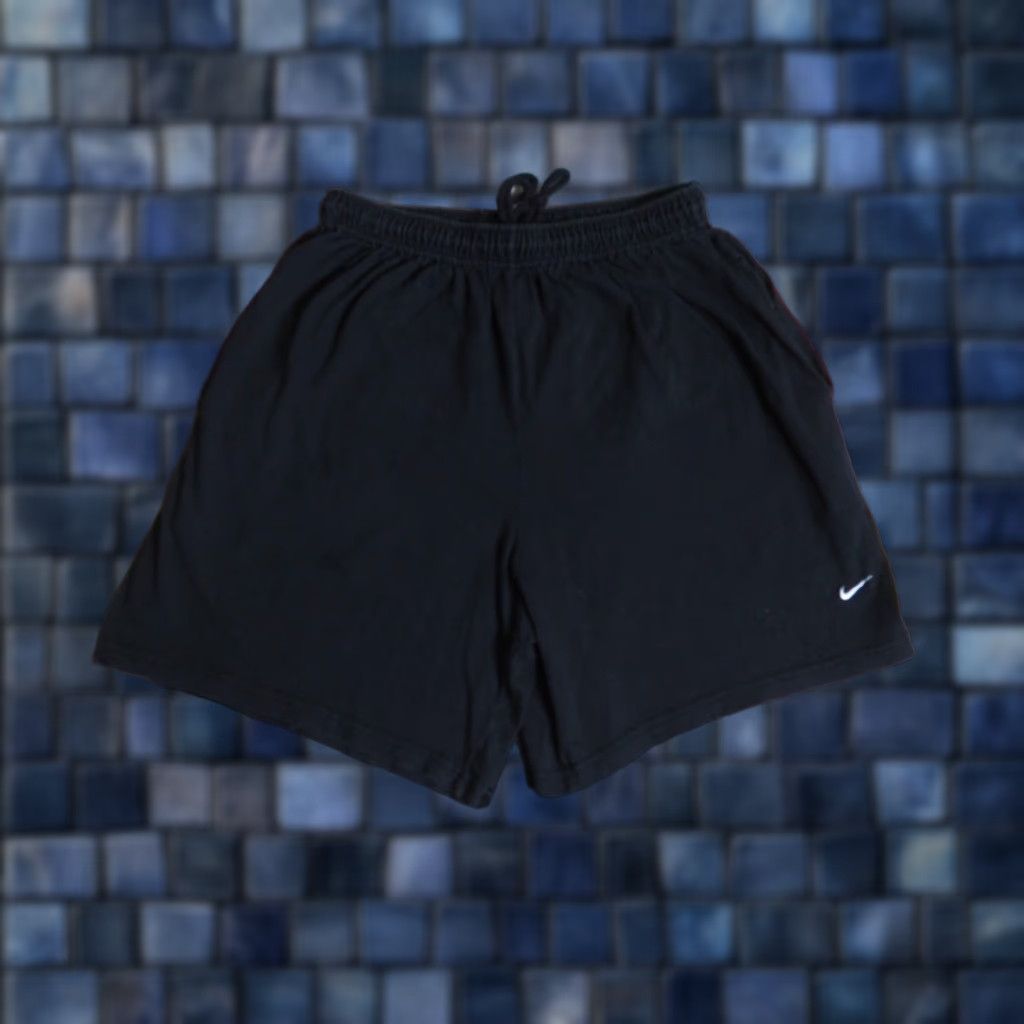 Nike VTG 90s Nike Black Cotton Mini Swoosh 32W Logo Elastic Shorts Womens L Size 36" / US 14 / IT 50 - 1 Thumbnail