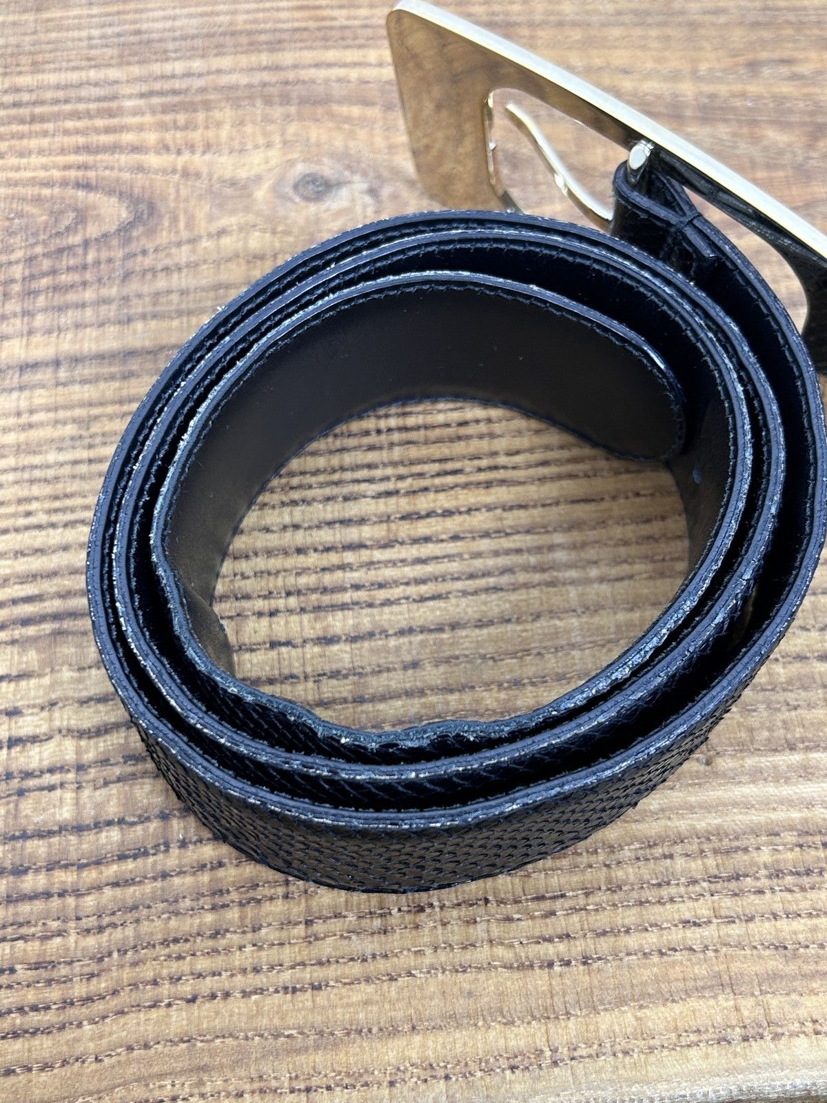 Gucci Vintage Gucci Italy Large Buckle Leather Belt 167902 1766 Size ONE SIZE - 5 Thumbnail