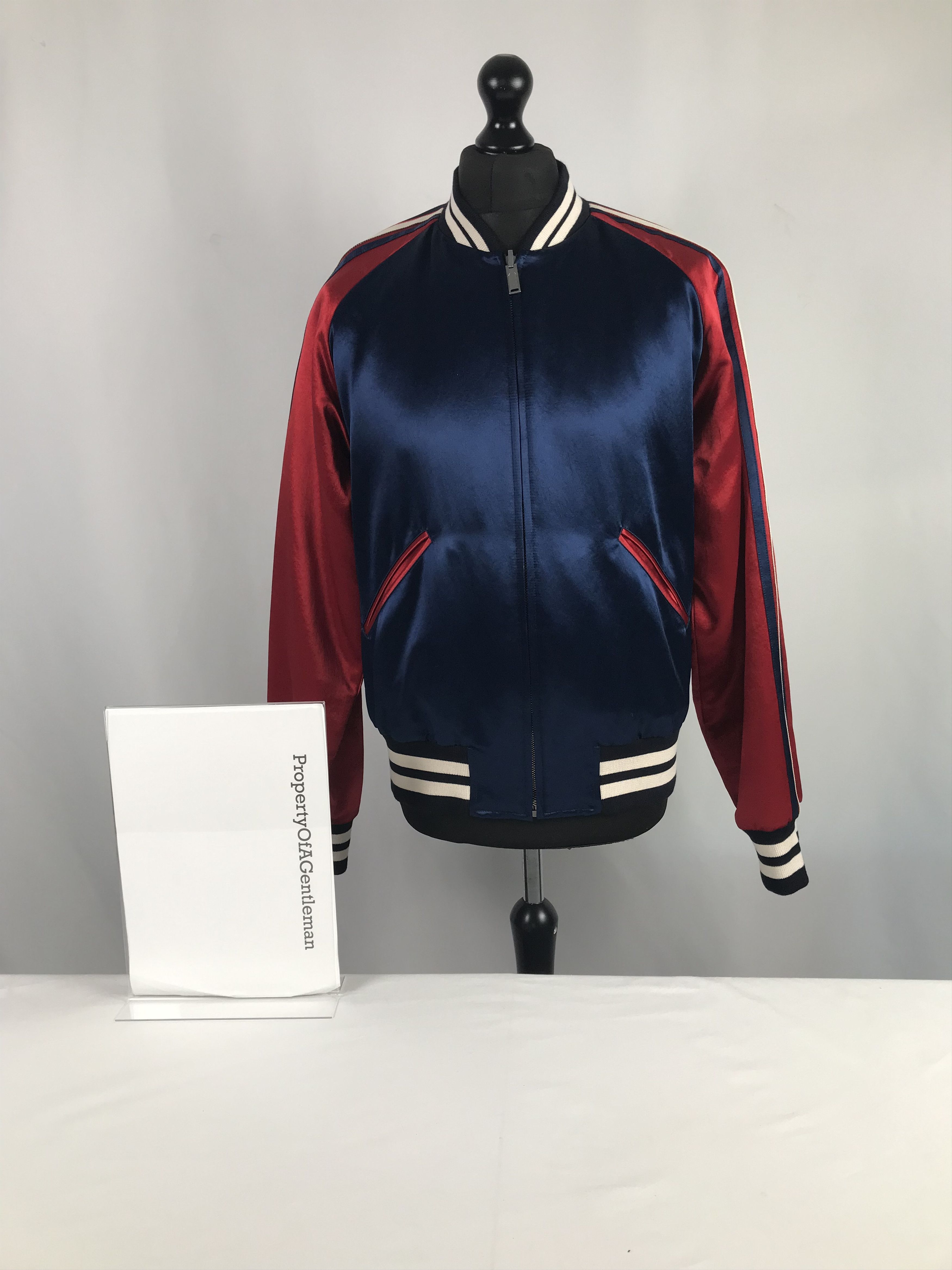 Gucci Gucci Blue & Red Silk Bomber Jacket Size US L / EU 52-54 / 3 - 3 Thumbnail