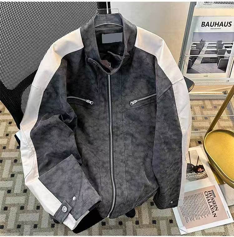 Vintage Grey White Suede Biker Jacket Size US M / EU 48-50 / 2 - 1 Thumbnail