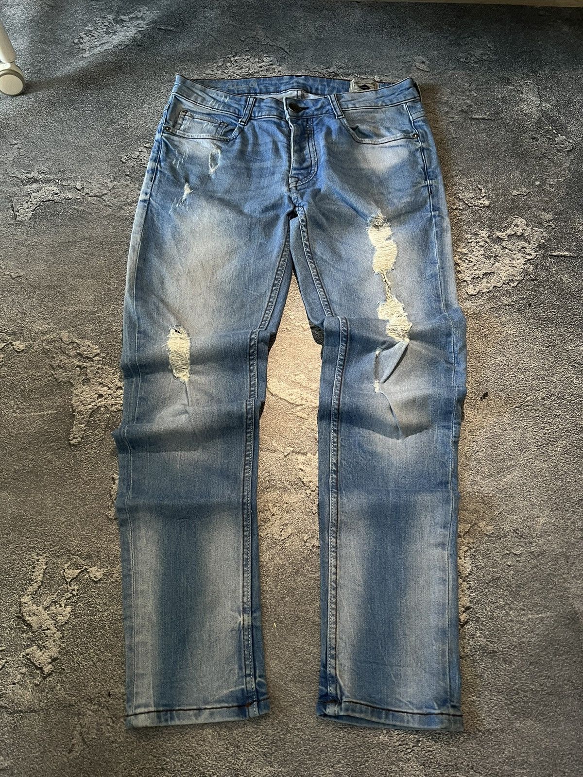 Japanese Brand SWAG Draped Distressed Glamour Skinny Archive Jeans Size US 30 / EU 46 - 1 Thumbnail