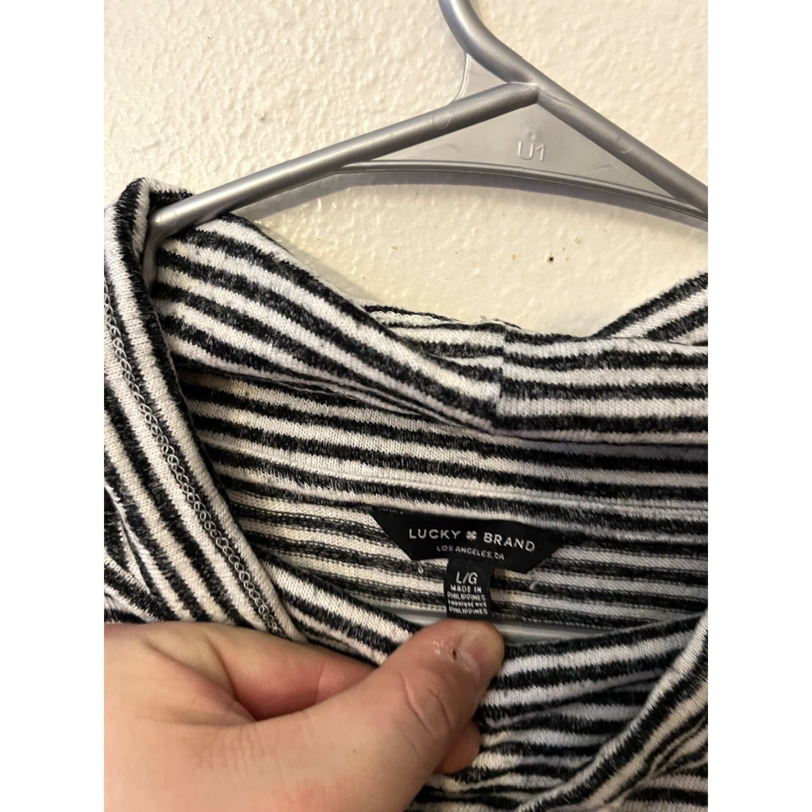 Lucky Brand Lucky Brand Striped Cowl Neck Pullover Top Long Sleeve Relaxed Casual Large Womens Sweater Size L / US 10 / IT 46 - 3 Thumbnail