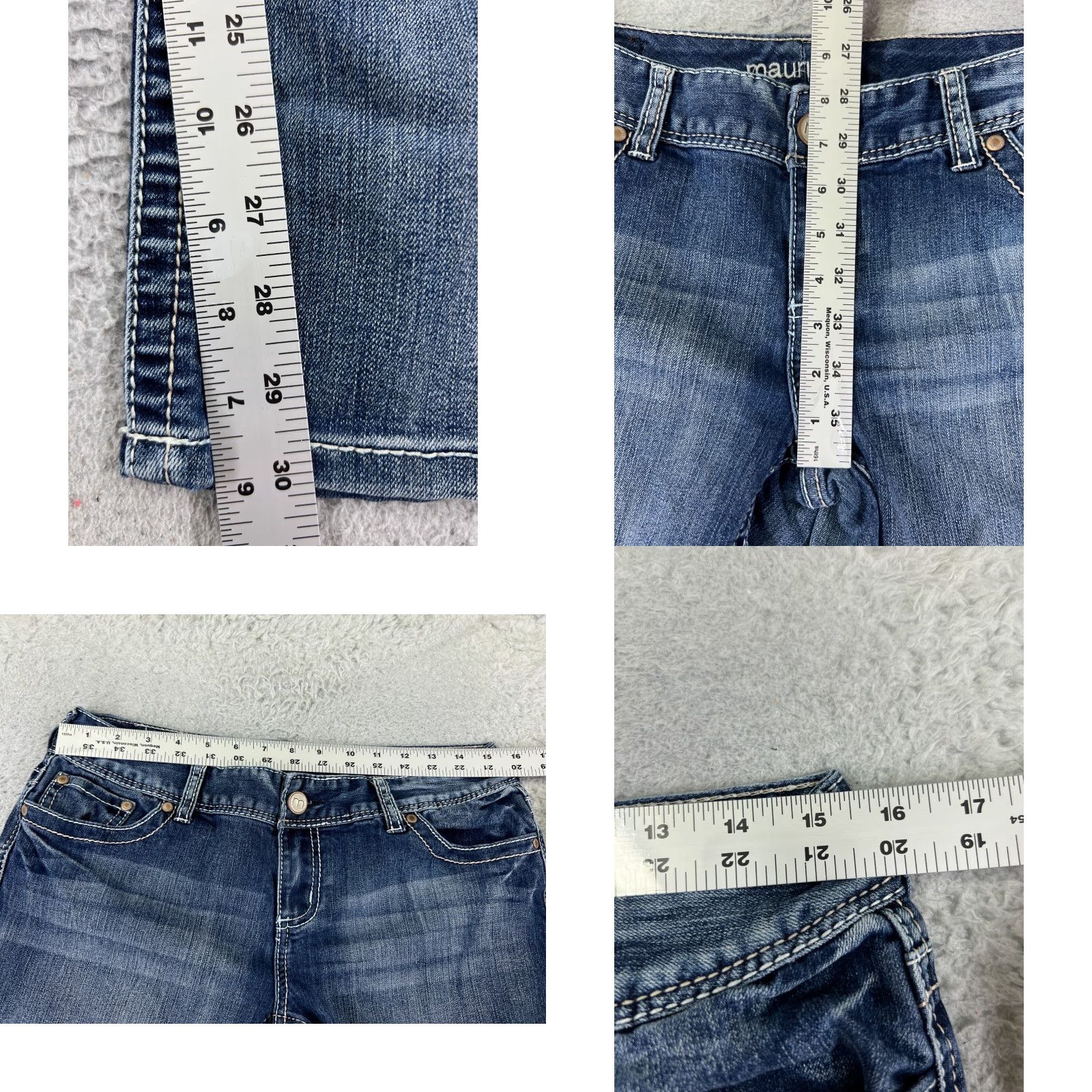 Vintage Maurines Women's Bootcut Jeans Size 9 Low Rise Blue Denim Western Embroidered, Stretch Size 30" / US 8 / IT 44 - 8 Thumbnail