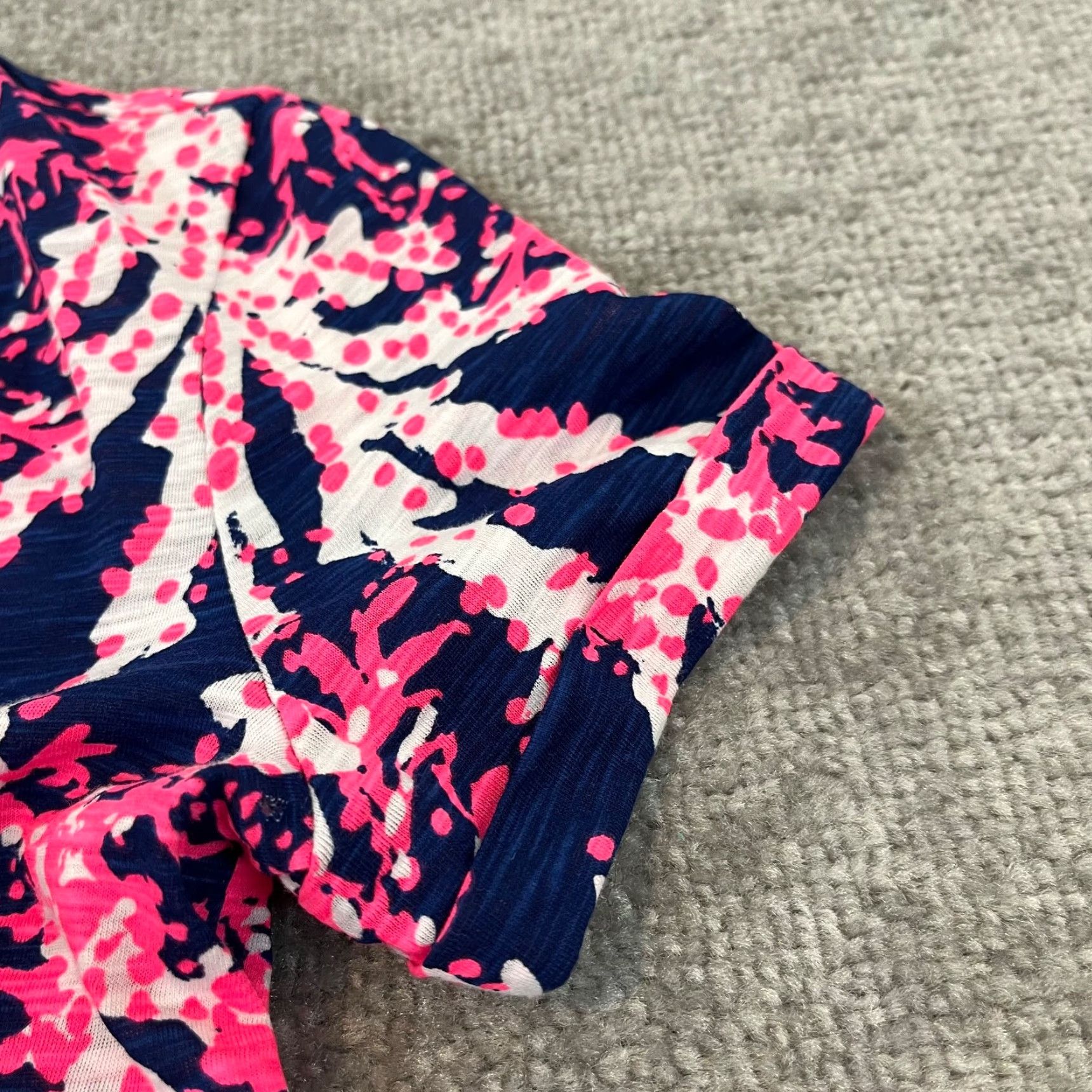 Lilly Pulitzer Lilly Pulitzer Jessica Dress Womens XXS Nauti Navy Beyond The Sea Short Sleeve Floral Multicolor Cap Sleeve V-Neck Lightweight Cotton 100% Short Dress Size 24" / US 00 / IT 34 - 7 Thumbnail