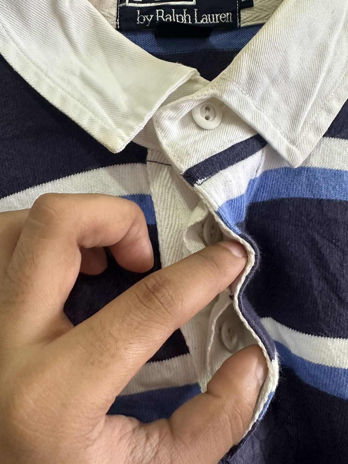 Polo Ralph Lauren × Vintage Vintage Polo Ralph Lauren Polo Rugby Stripe Colar L/S Size US XL / EU 56 / 4 - 6 Thumbnail