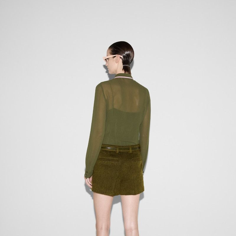 Gucci o1la5ras0526 Light Silk Georgette Shirt in Green Size XS / US 0-2 / IT 36-38 - 4 Thumbnail