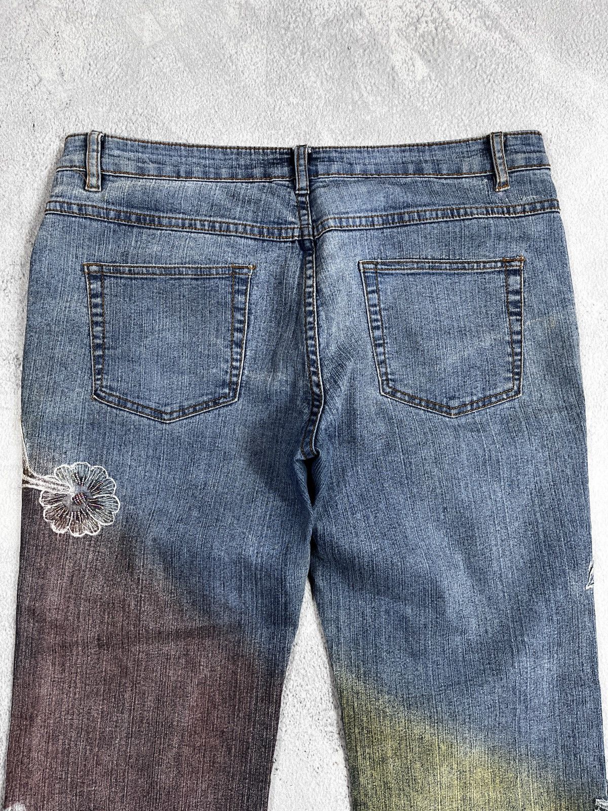 Japanese Brand × Vintage VintageY2K Flared low rise patchwork faded bootcut jeans Size 29" - 8 Thumbnail