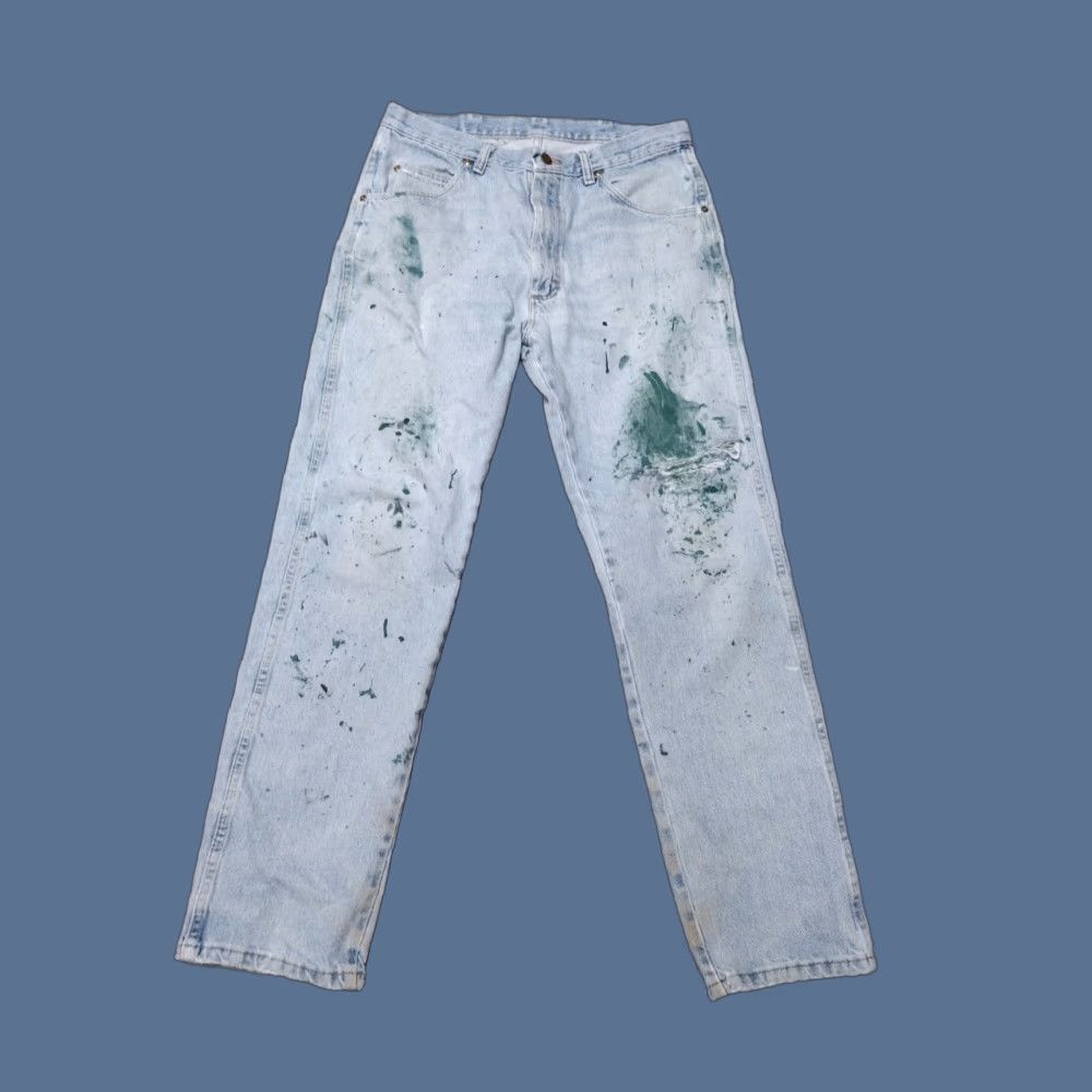 Wrangler VINTAGE Wrangler Jeans Distressed Paint Thrashed 34x32 Jeans 90s Rock Grunge Punk Biker Mens Size US 34 / EU 50 - 1 Thumbnail