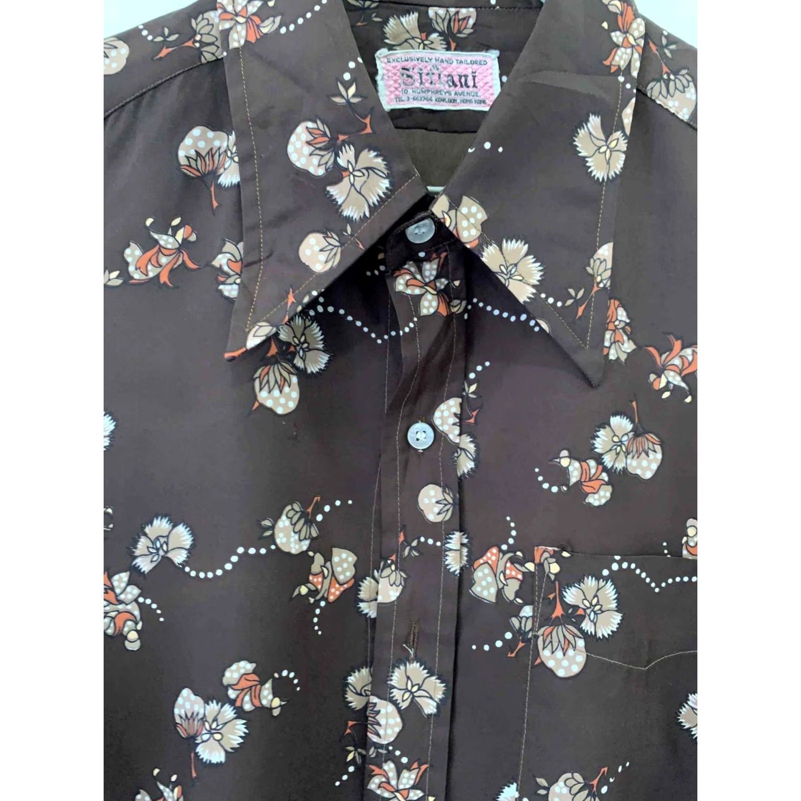Vintage VINTAGE Sitlani Kowloon Hong Kong Hand Tailored Floral Brown Shirt Men’s M XS? 43" Chest Long Sleeve Button-Up Mens Size US M / EU 48-50 / 2 - 5 Thumbnail