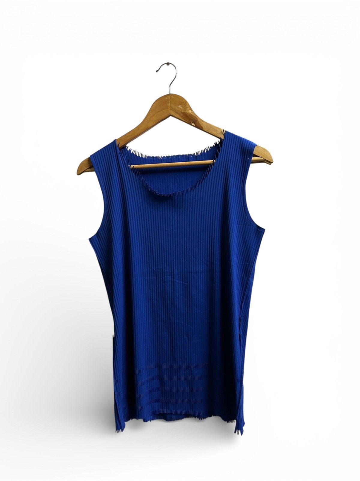 Pleats Please Issey Miyake S/S2020 A-POC Cobalt Blue Sleeveless Top Size M / US 6-8 / IT 42-44 - 2 Thumbnail