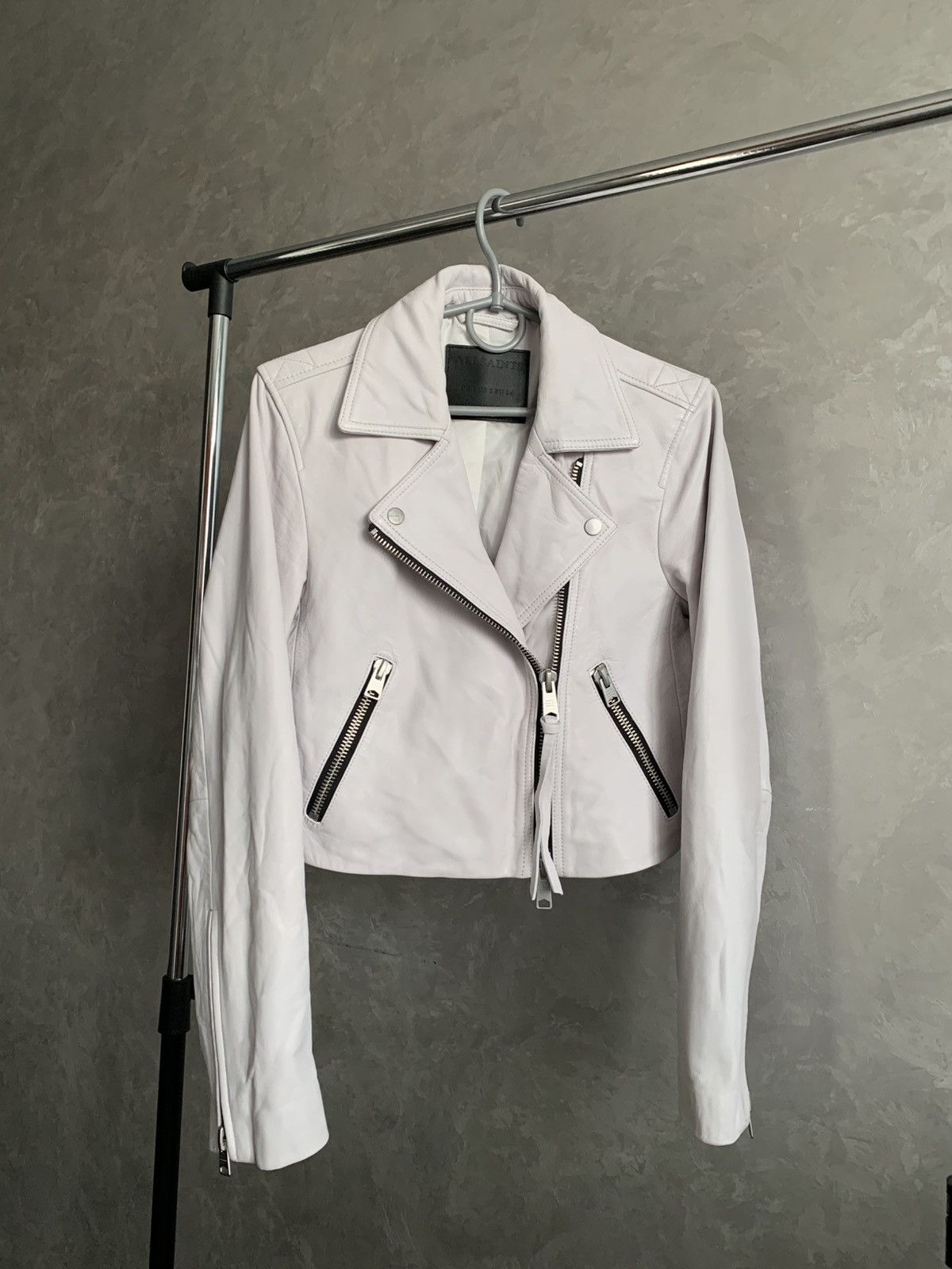 Allsaints AllSaints Leather Dalby Biker Crop White Jacket sz US2/EU34 Size XS / US 0-2 / IT 36-38 - 2 Thumbnail