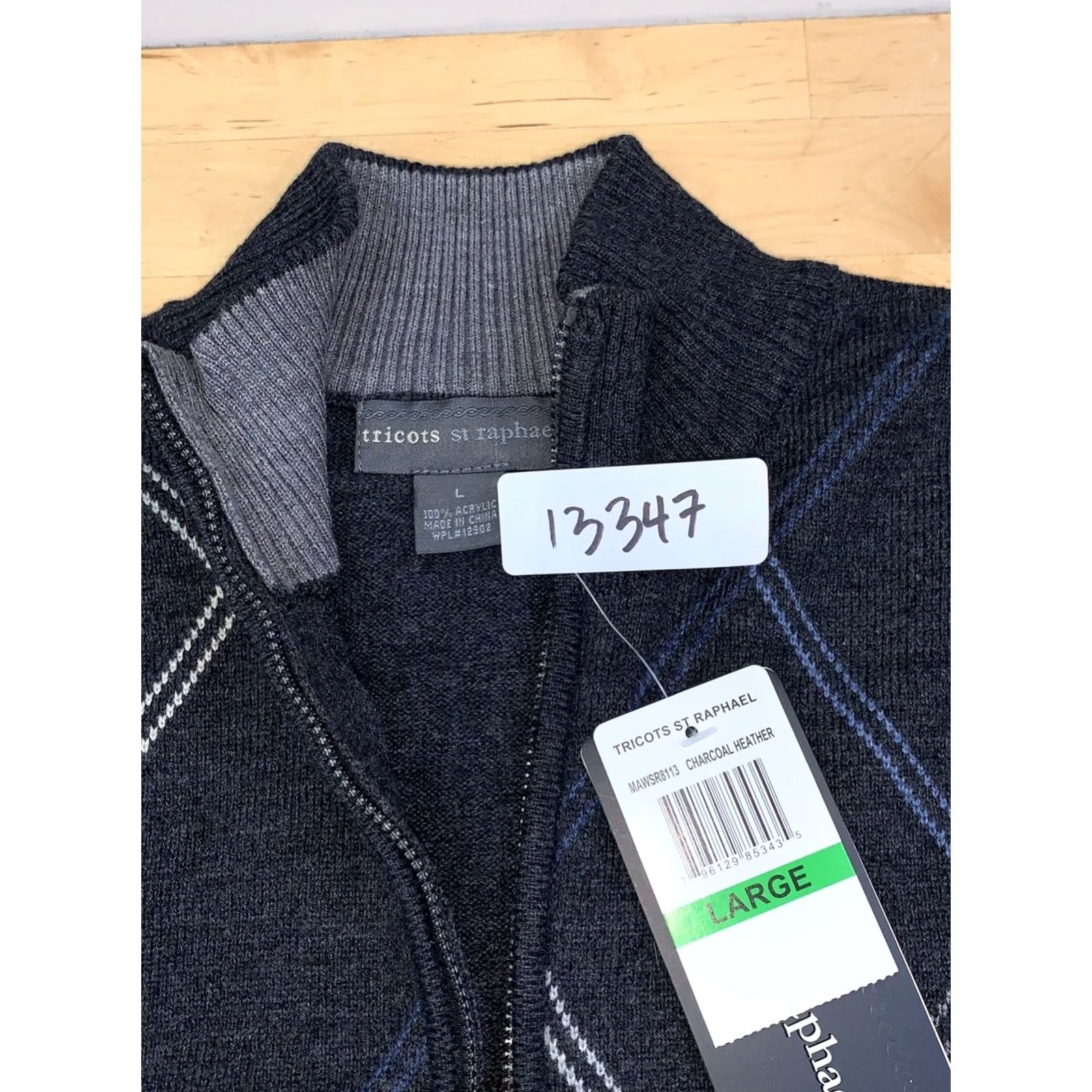 Vintage Tricots St Raphael Sweater Men L Gray 1/4 Zip Polo Casual NWT 13347 Size US L / EU 52-54 / 3 - 2 Thumbnail