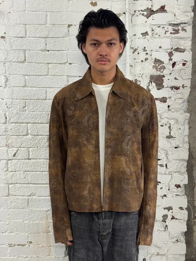 Roberto Cavalli 2000s Roberto Cavalli Brown Asian Dragon Leather Biker Jacket Size US L / EU 52-54 / 3 - 2 Thumbnail