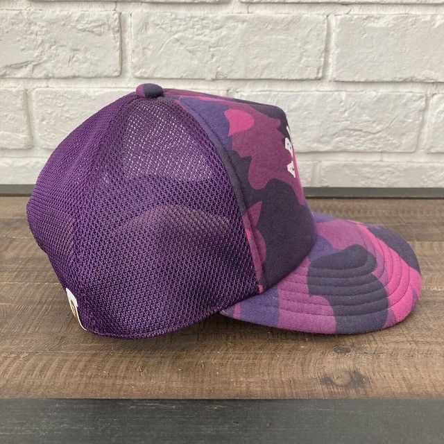 Bape BAPE College logo purple camo trucker hat cap a bathing ape Size ONE SIZE - 5 Thumbnail