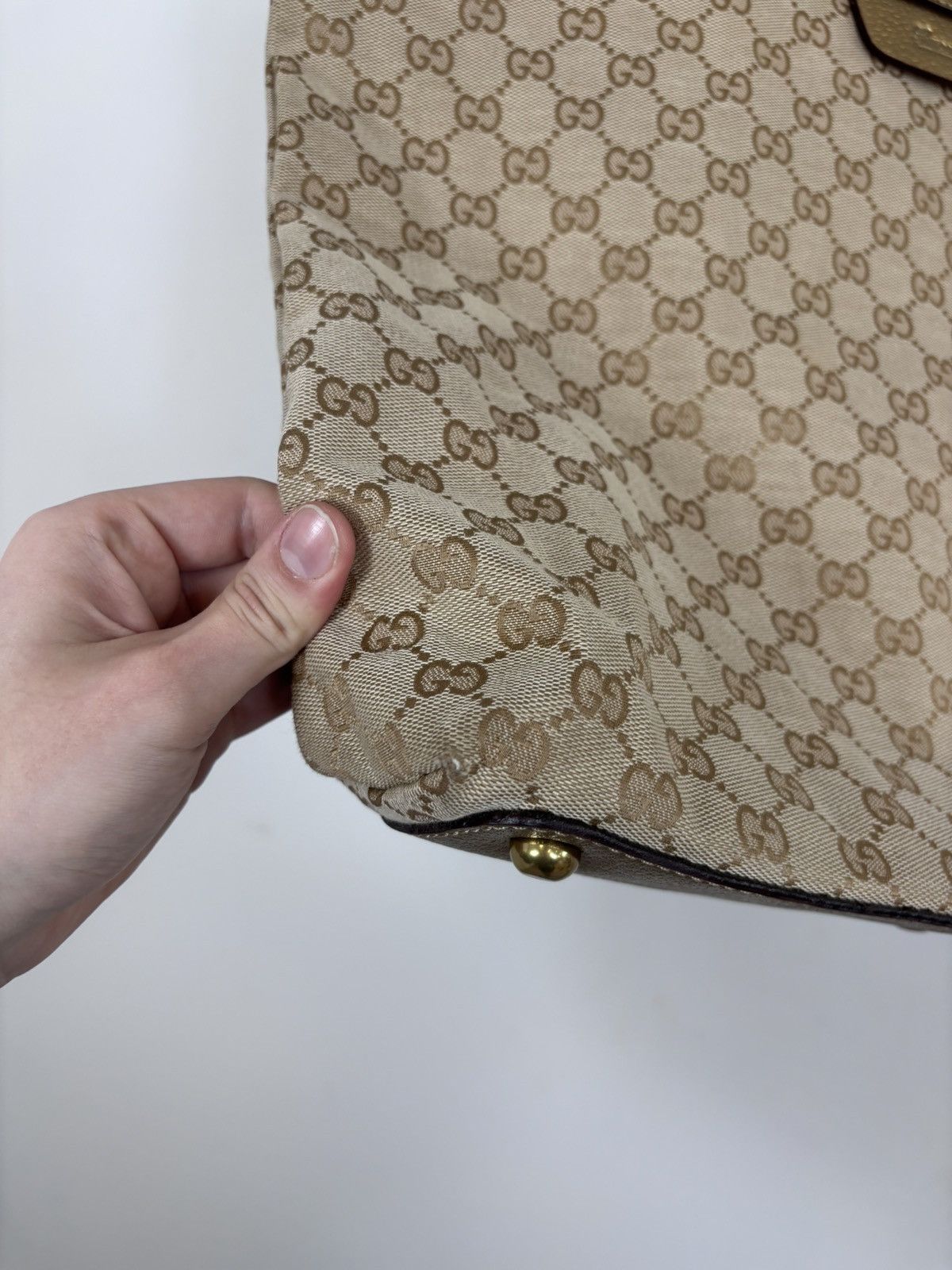 Gucci Gucci Babouska Monogram Canvas Beige Brown Tote Bag Size ONE SIZE - 6 Thumbnail