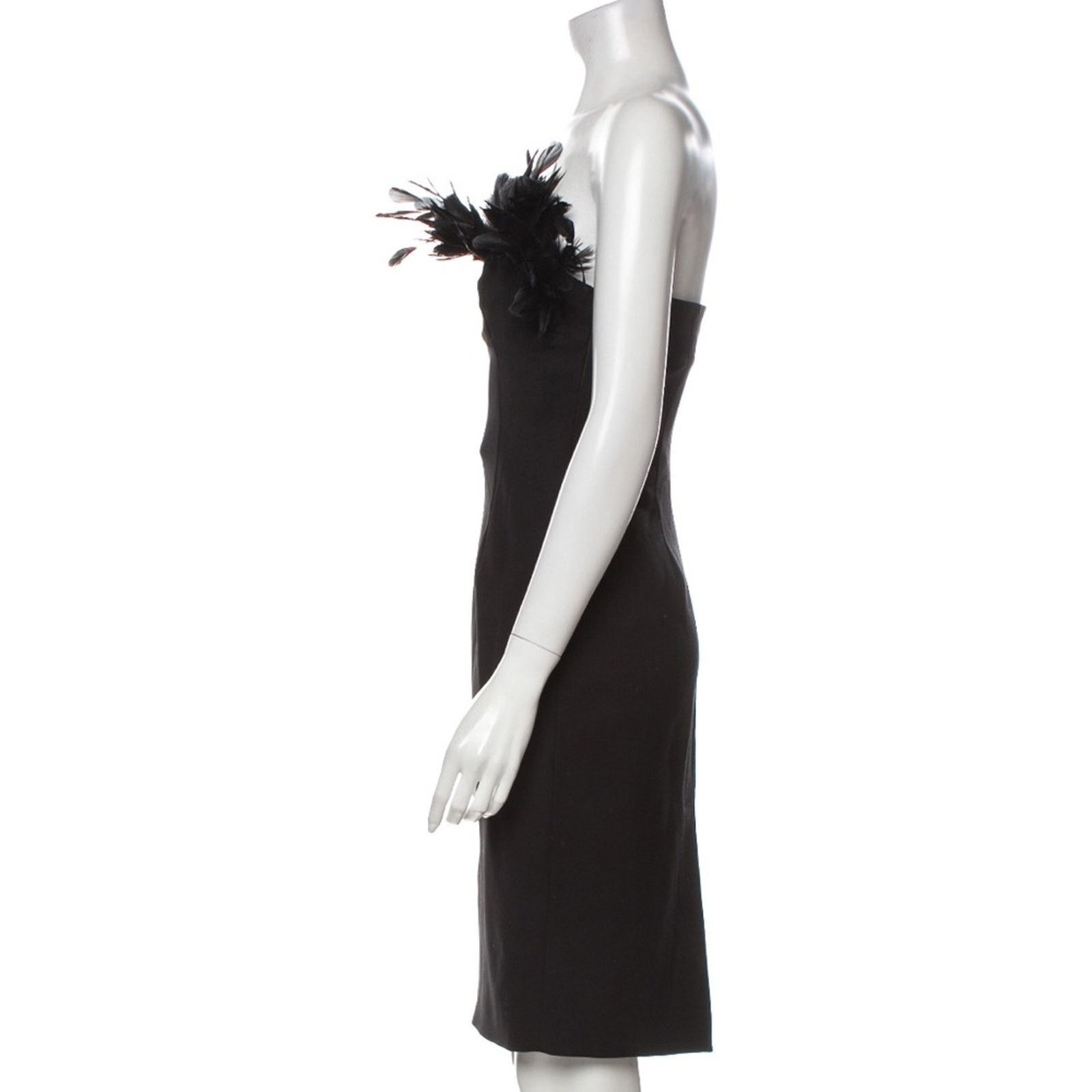 Dsquared2 dsquared2 black wool midi dress with goose feather trim Size S / US 4 / IT 40 - 2 Thumbnail