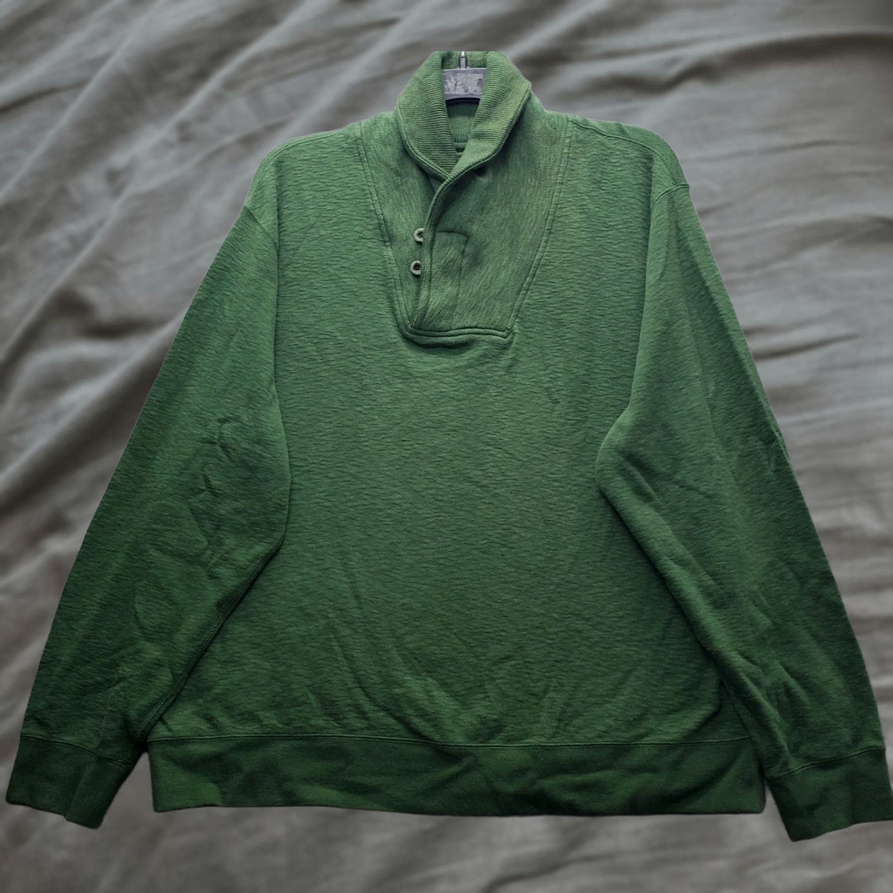 Orvis VINTAGE Orvis Sweater Mens XL Green Shawl Neck Knitted Solid 100% Cotton Pullover Long Sleeve Regular Fit Shirt Mens Size XL Size US XL / EU 56 / 4 - 1 Thumbnail