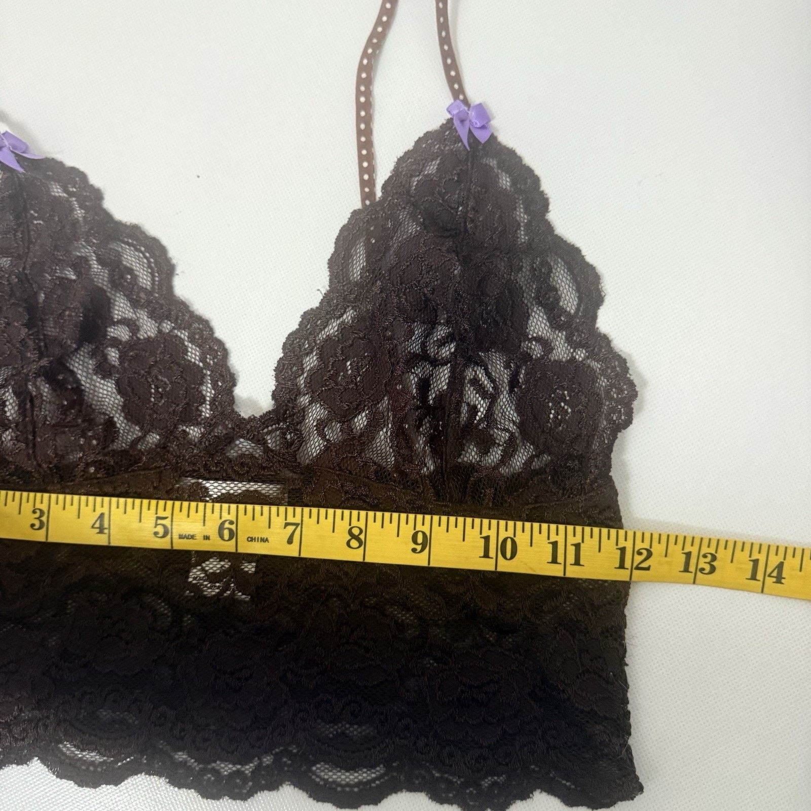 Other Foxers Cami Bralette Brown Floral embroidery Lace Camisole Size ONE SIZE - 7 Thumbnail