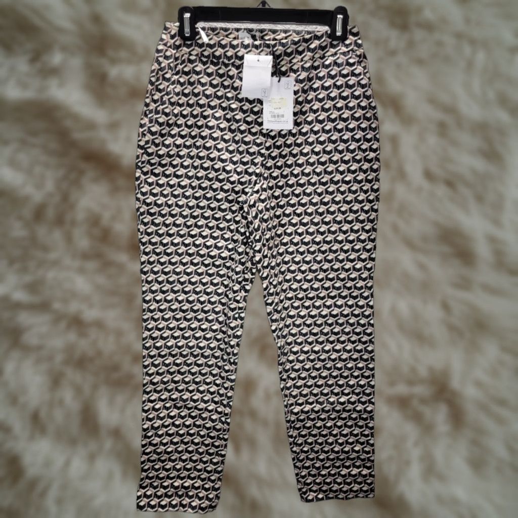 Vintage VINTAGE Women's Linea Black Cream Geometric Ankle Pants High Rise Cotton Size 10 NWT Size 32" / US 10 / IT 46 - 1 Thumbnail