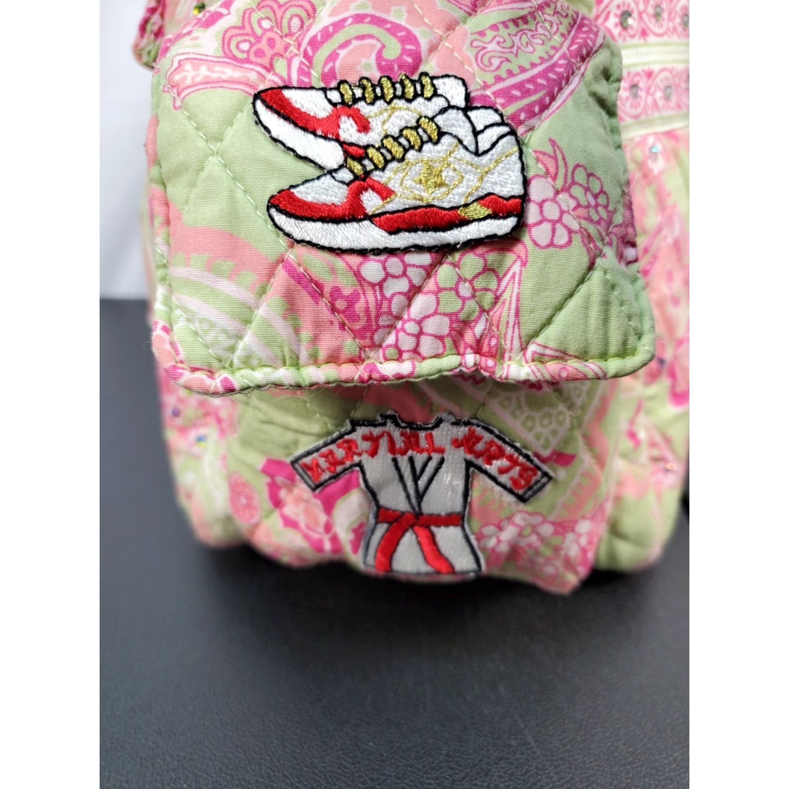 Vintage VINTAGE Zumba Lemon Hill Shoulder Bag with Patches Womens Green Pink Paisley Zip Closure Size ONE SIZE - 5 Thumbnail
