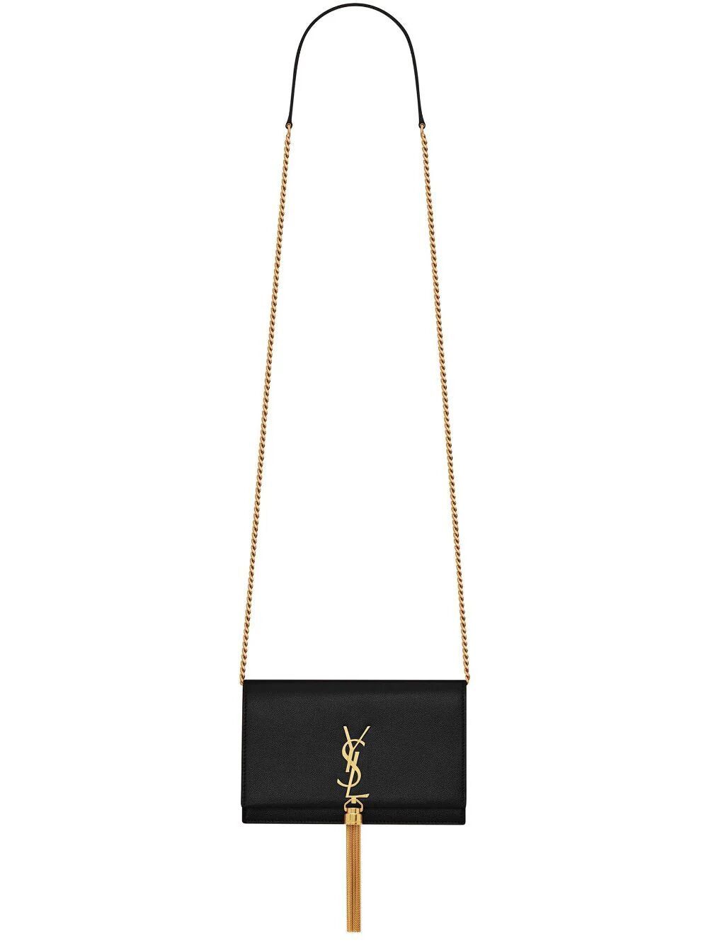 image of Saint Laurent Paris Clutch With Kate Chain in Black, Women's