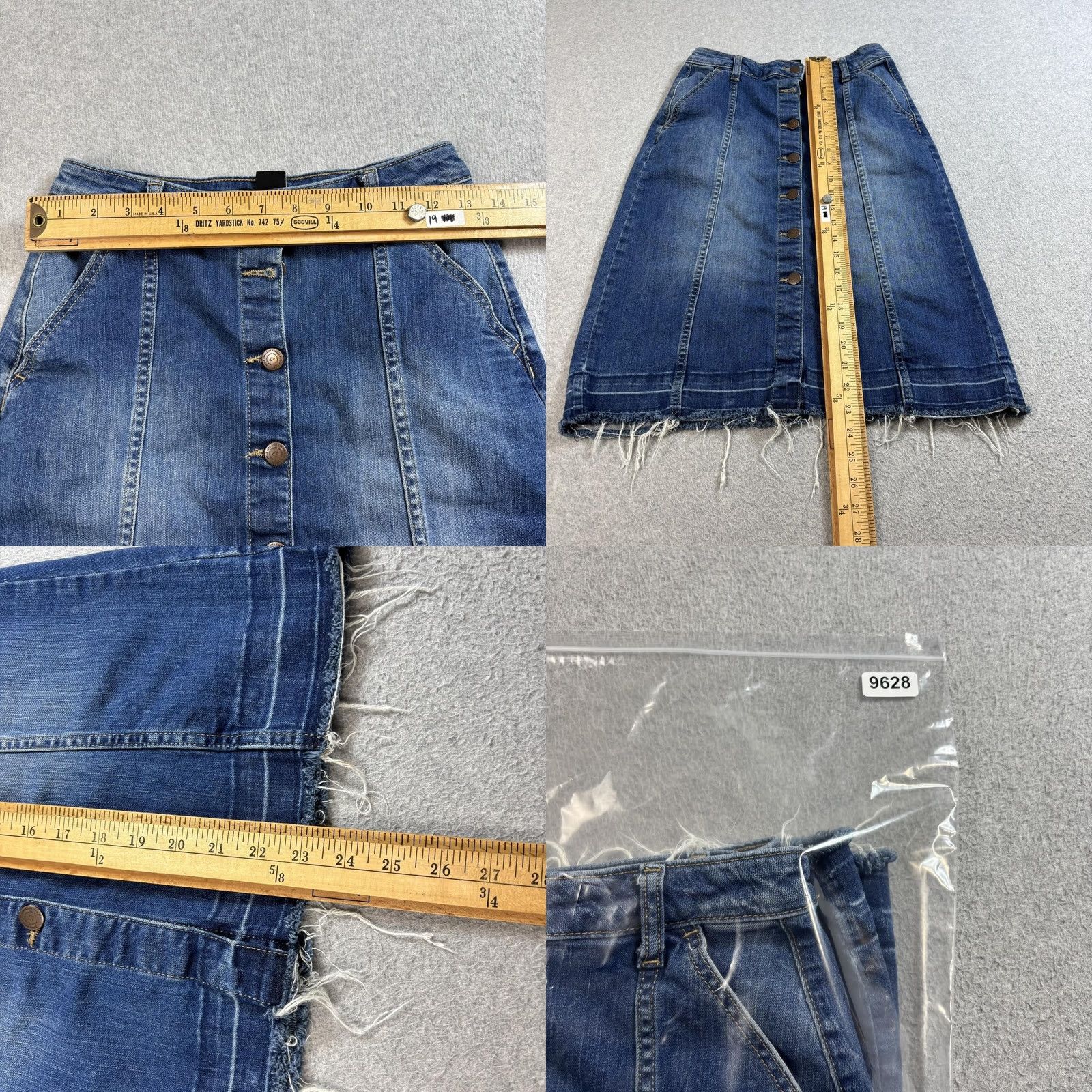Vintage VINTAGE Lindex Skirt Women S Denim Button Front A-Line Boho Fringe Pockets Midi Blue Denim Size 28" / US 6 / IT 42 - 8 Thumbnail
